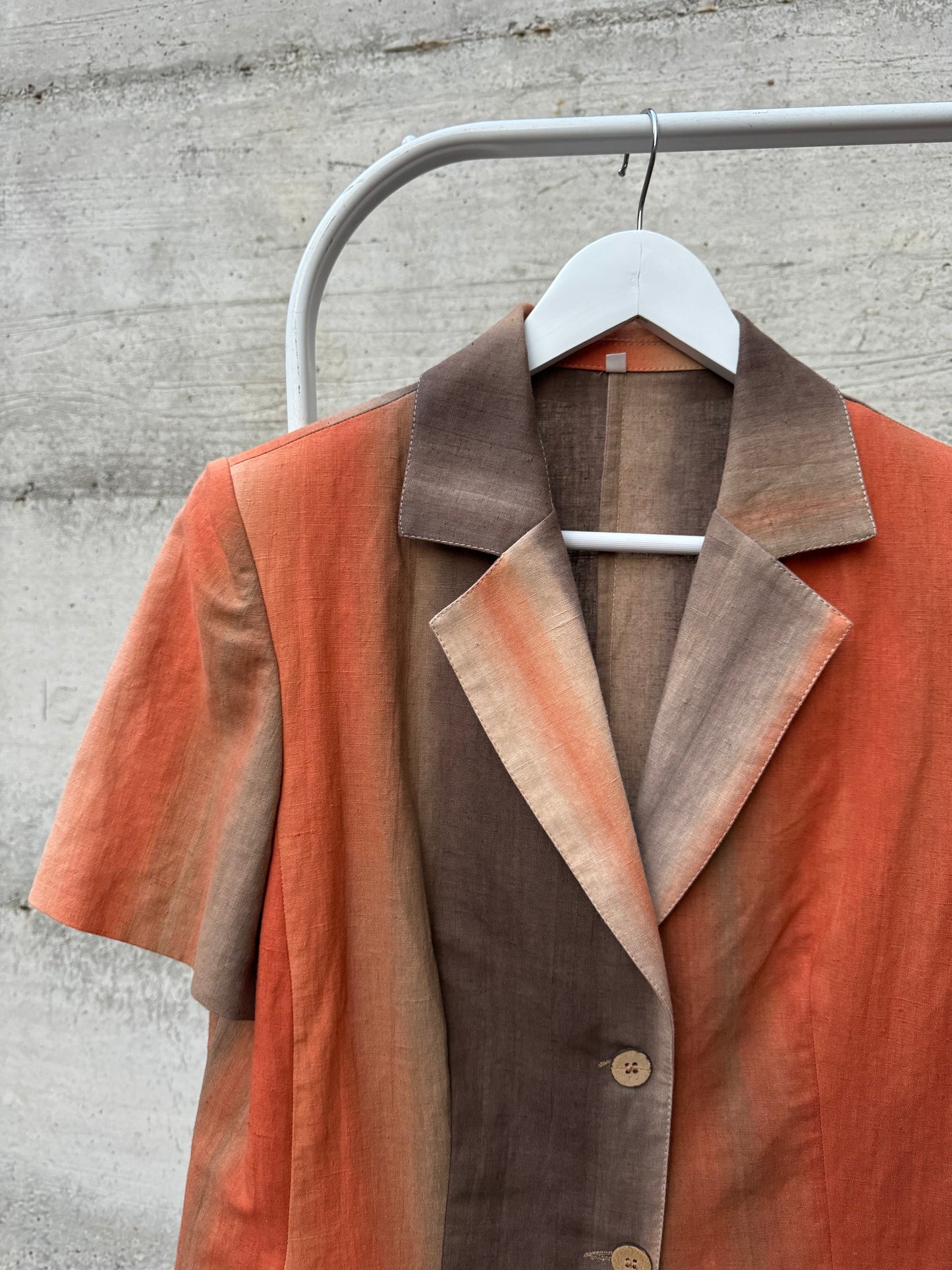 Blazer a manica corta sartoriale in misto lino e cotone