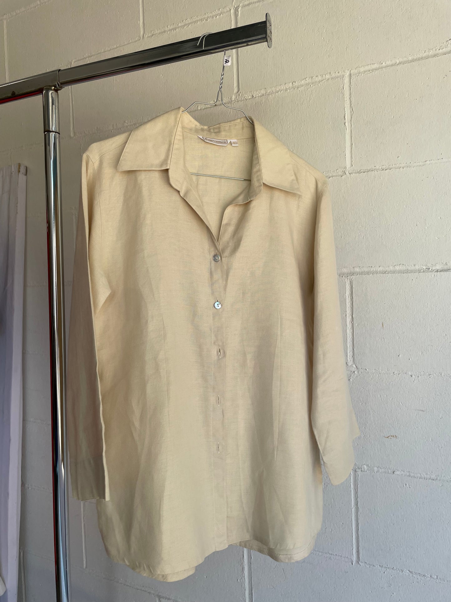 Camicia 100% lino sabbia manica a 3/4 - taglia S