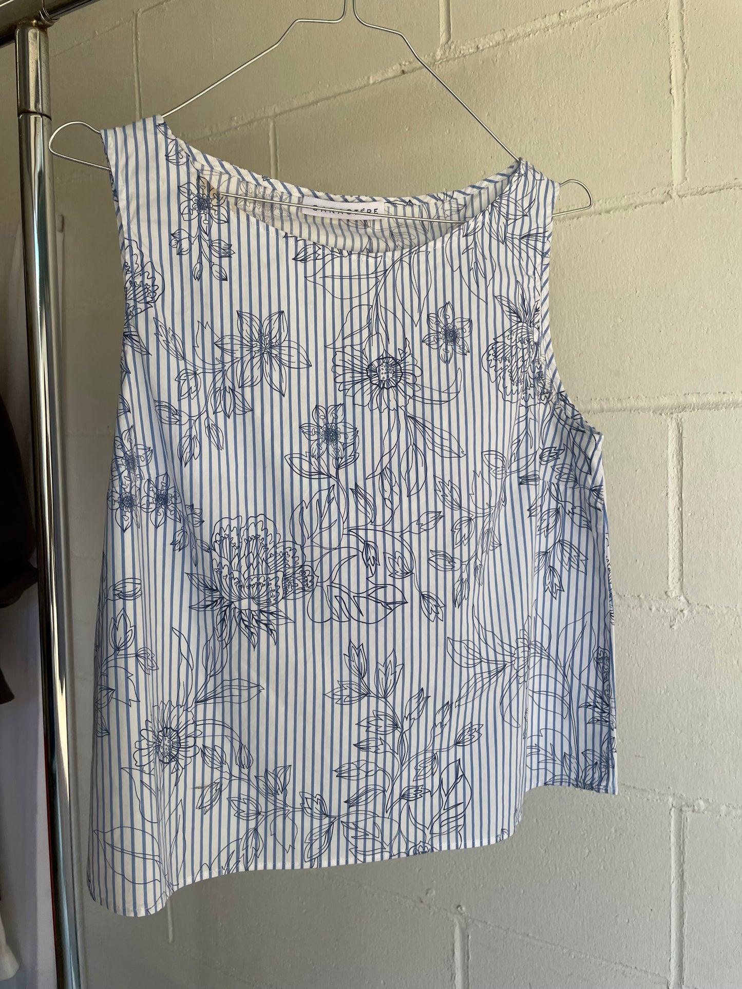 Top cropped in cotone vichy e pattern - taglia S/M