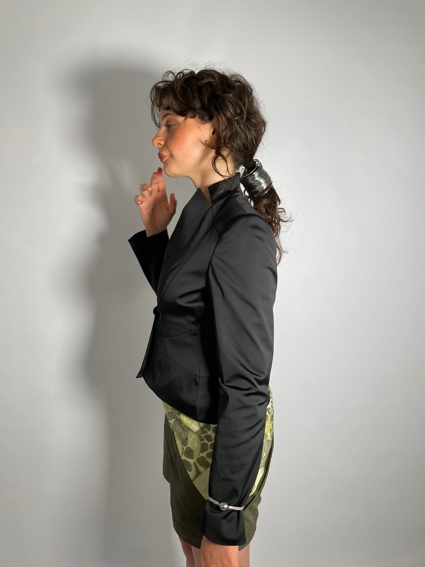 Giacchina raso nera Conbipel anni 90 - taglia S