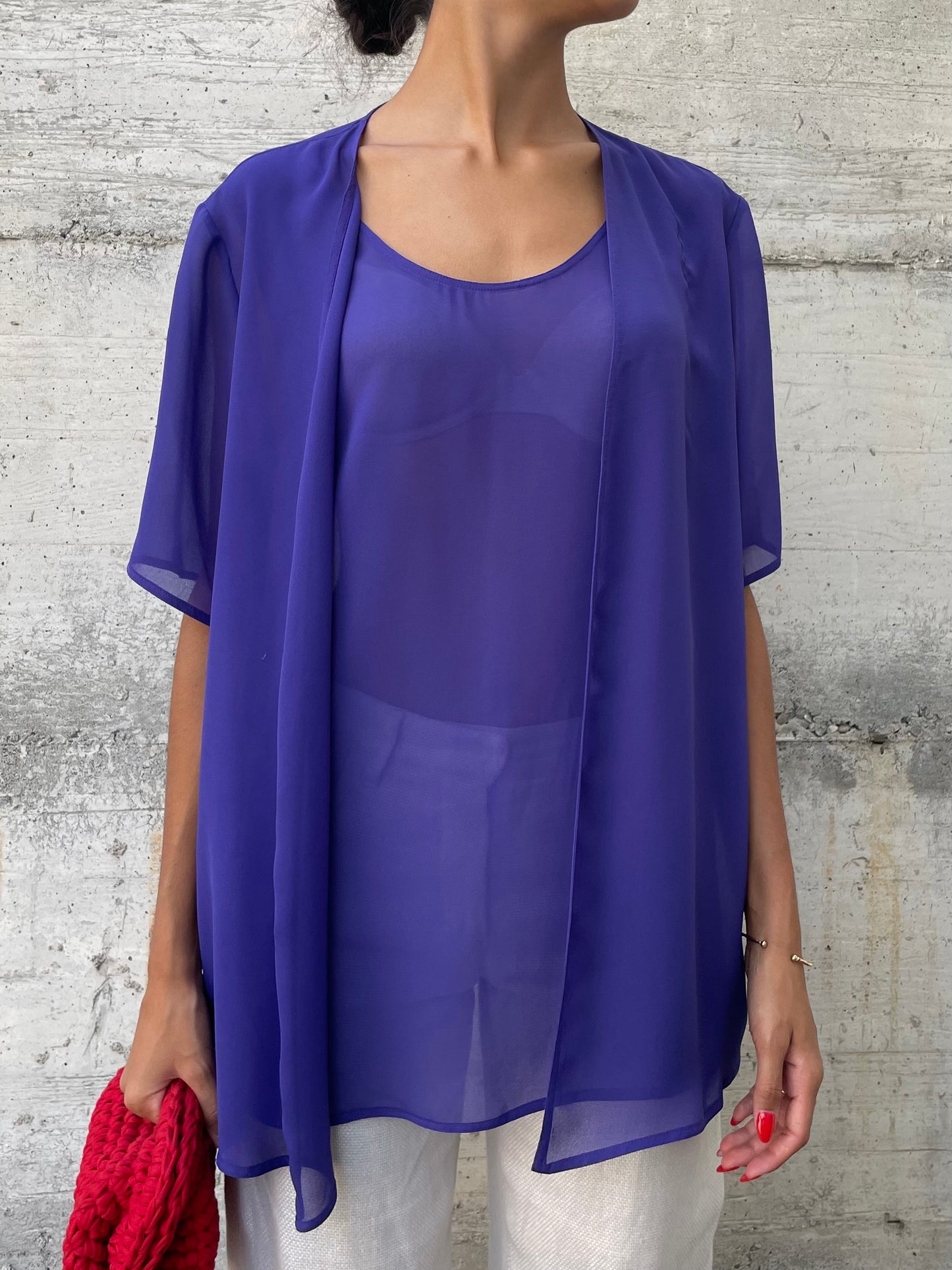 Blusa sheer Elena Mirò viola - taglia XL