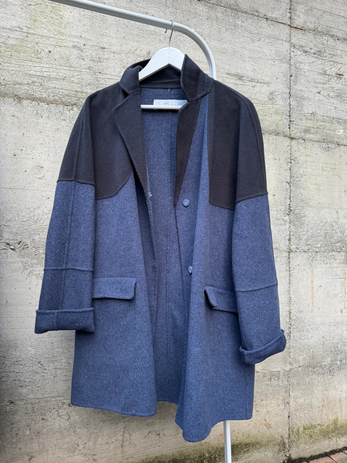 Cappottino Intrend blu mezza stagione, 85% lana 15% lyocell