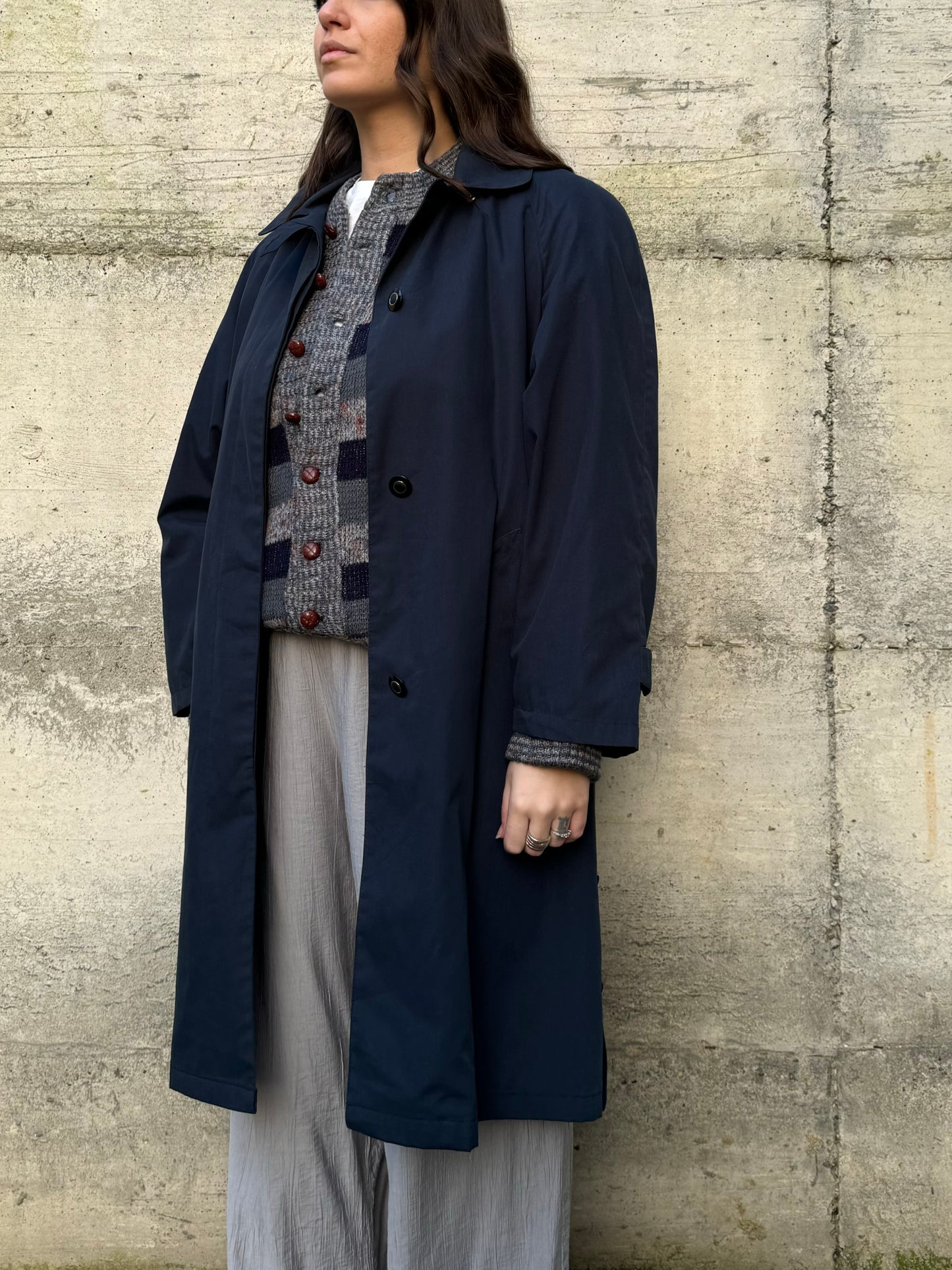 Trenchcoat sartoriale monopetto blu notte