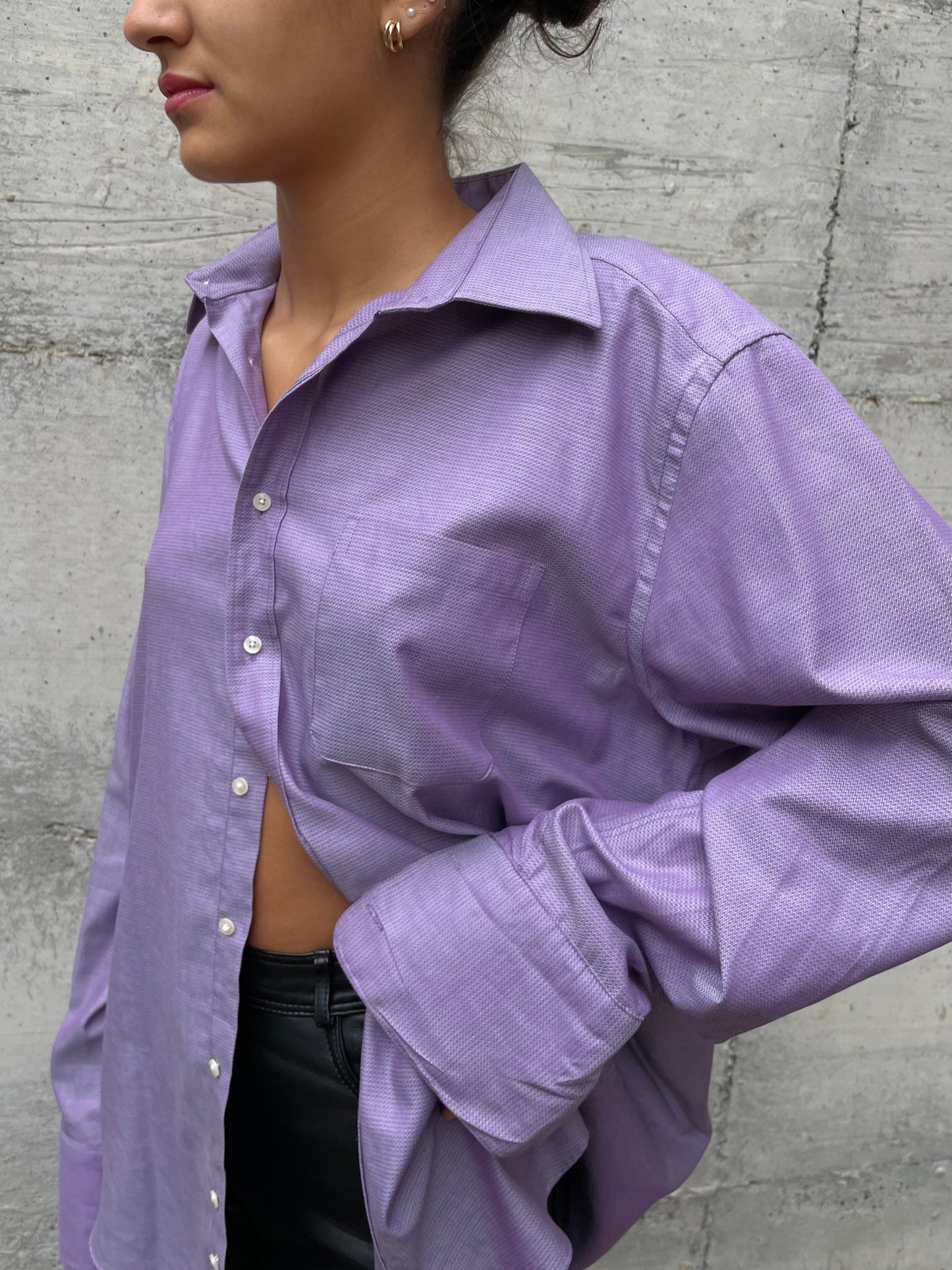 Camicia oversize lilla 100% cotone