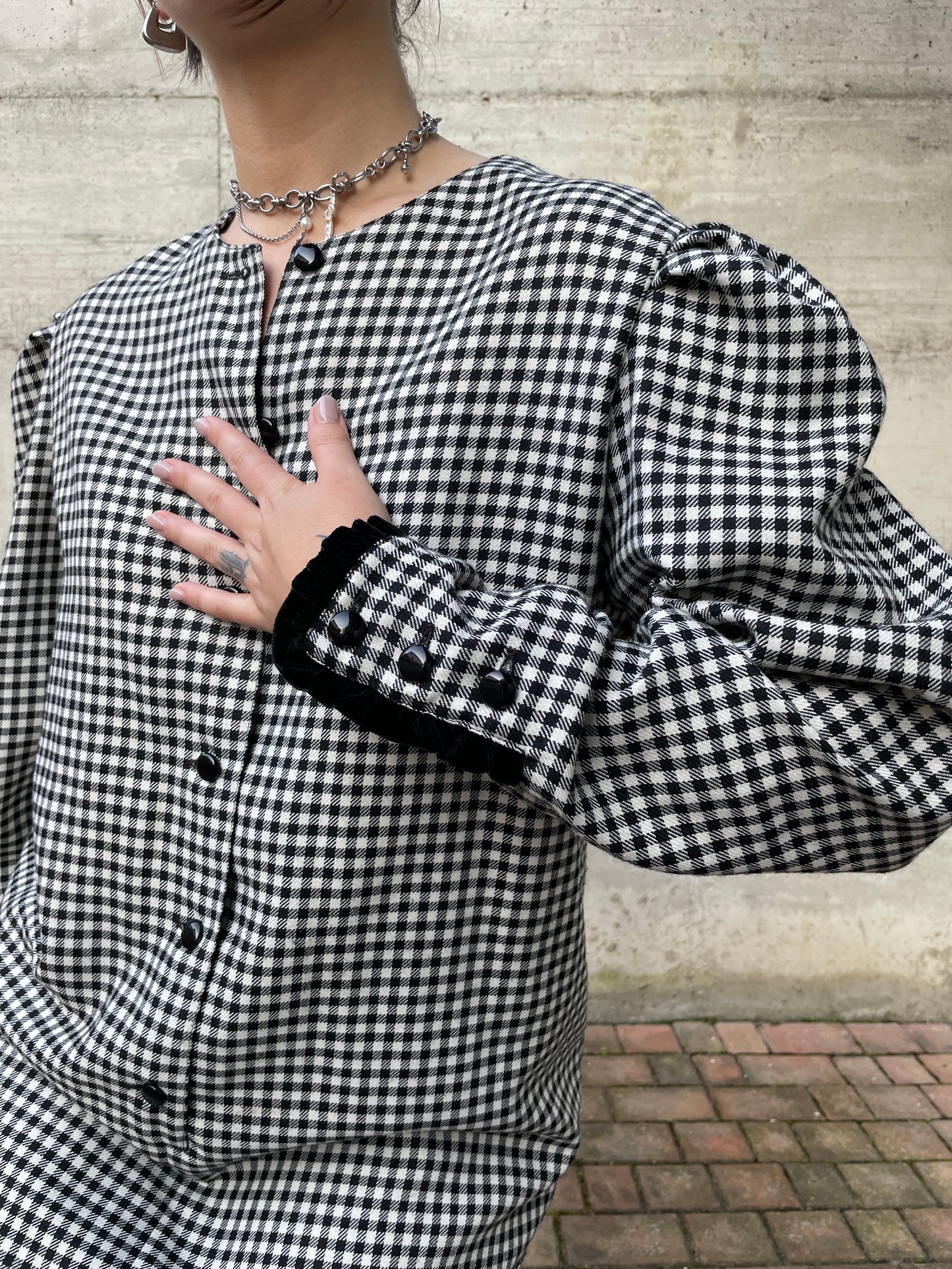 Vestito midi vichy bianco e nero Luisa Spagnoli - M/L