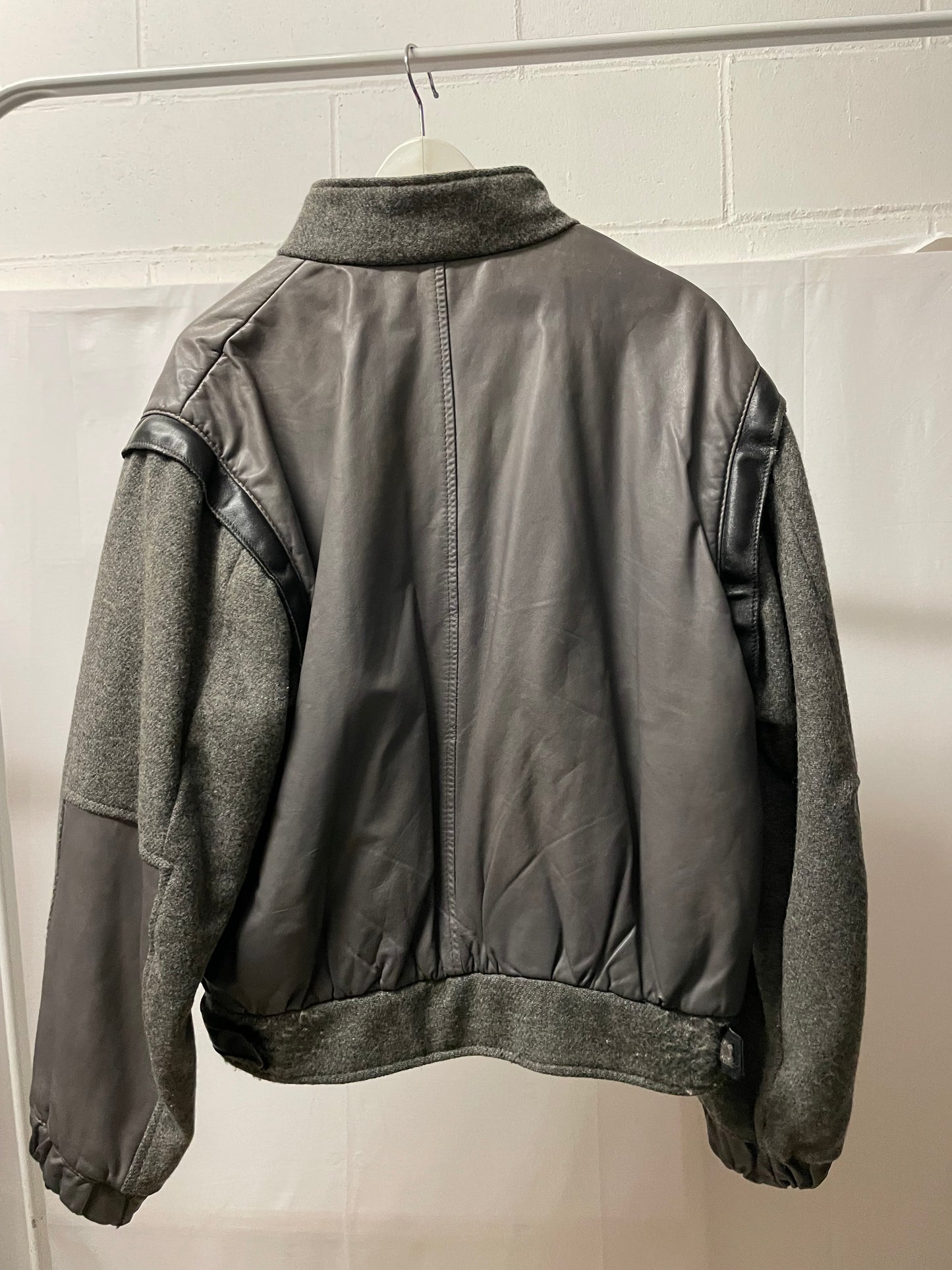 Bomber smanicabile in vera pelle e lana, Primigi 90s