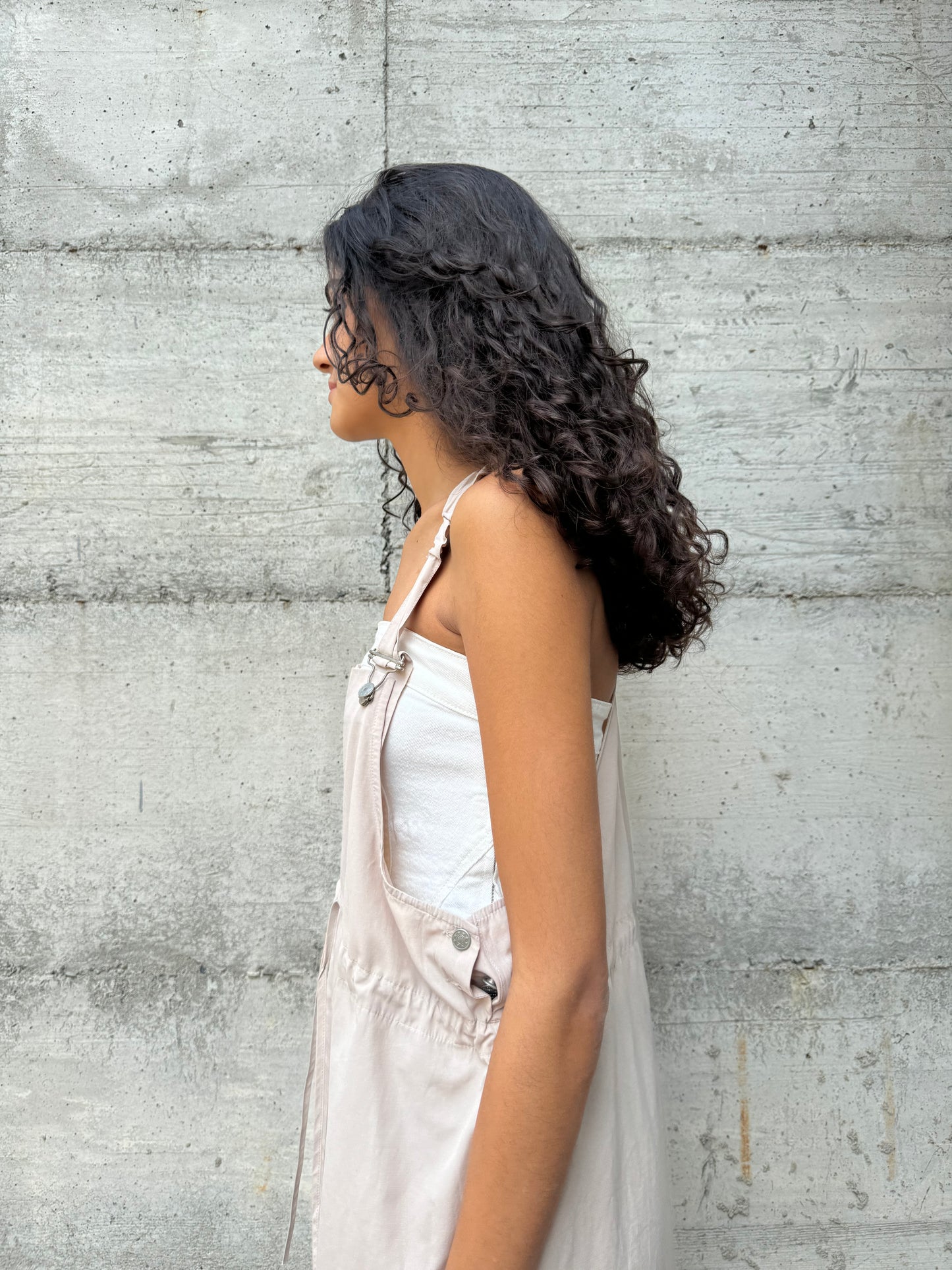 Salopette gonna midi in cotone sabbia taglia 44it