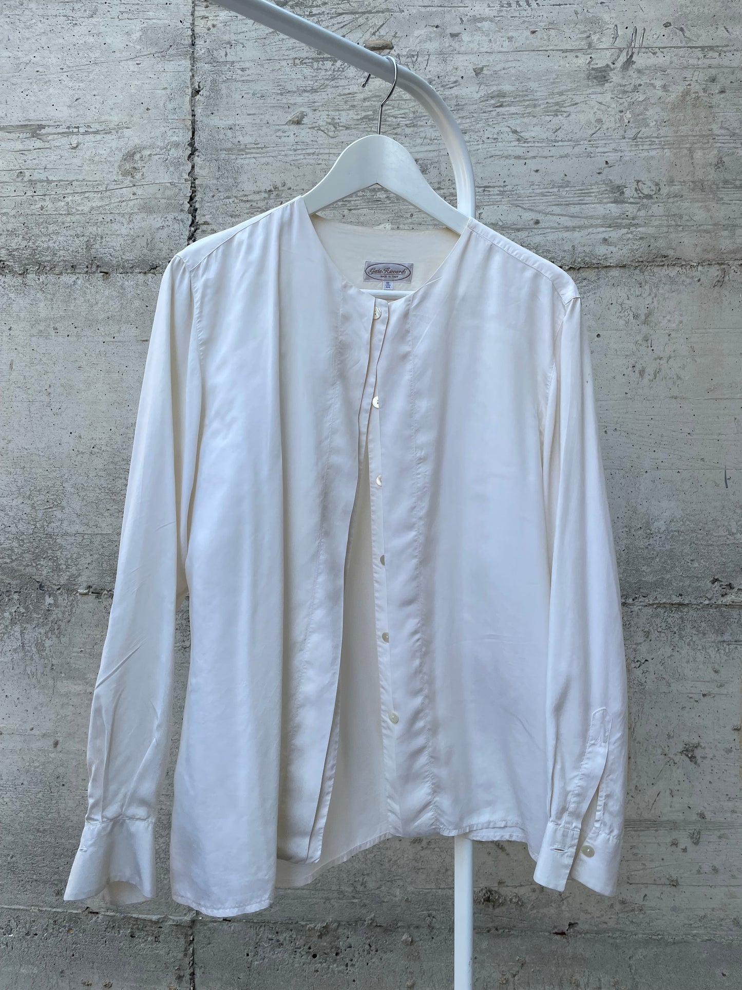 Blusa bianca 100% seta sartoriale, taglia 44it