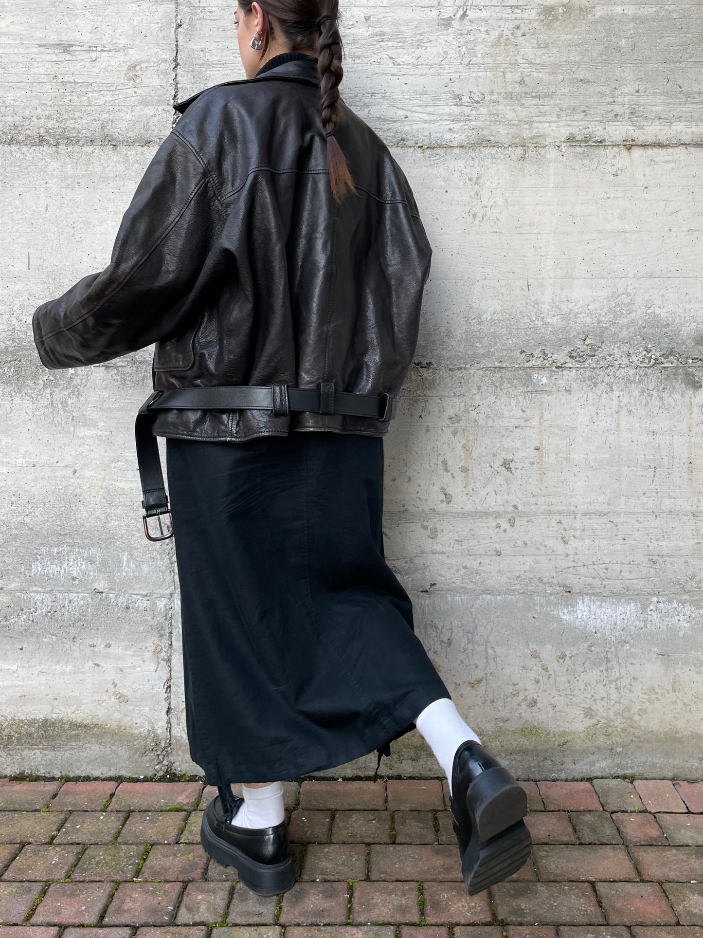 Chiodo vintage distressed in vera pelle - L uomo