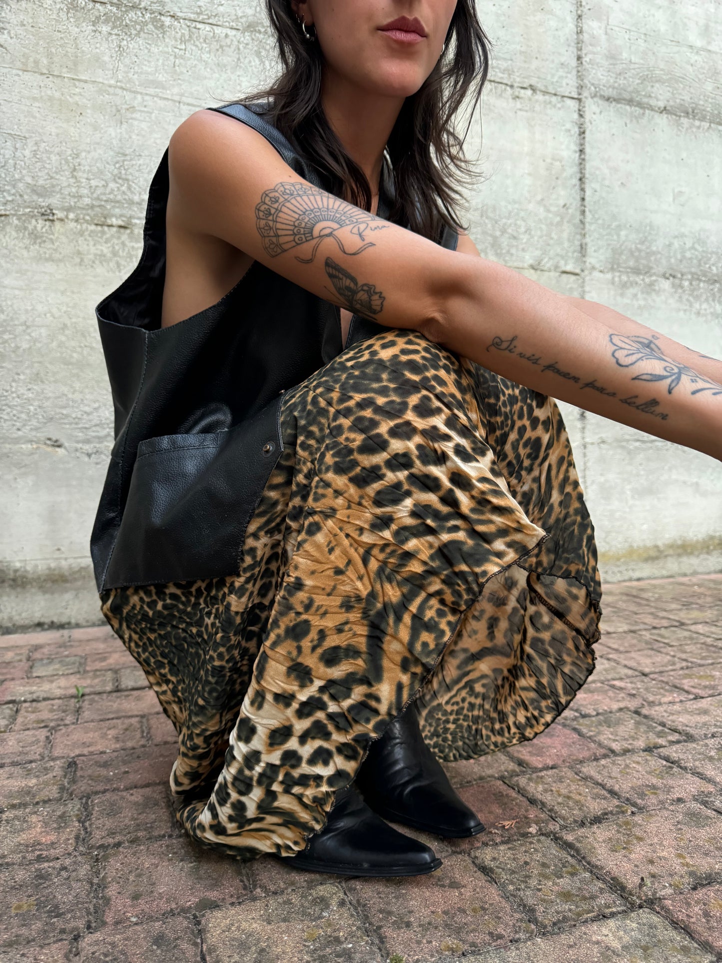 Gonna Y2K leo in crepe di viscosa