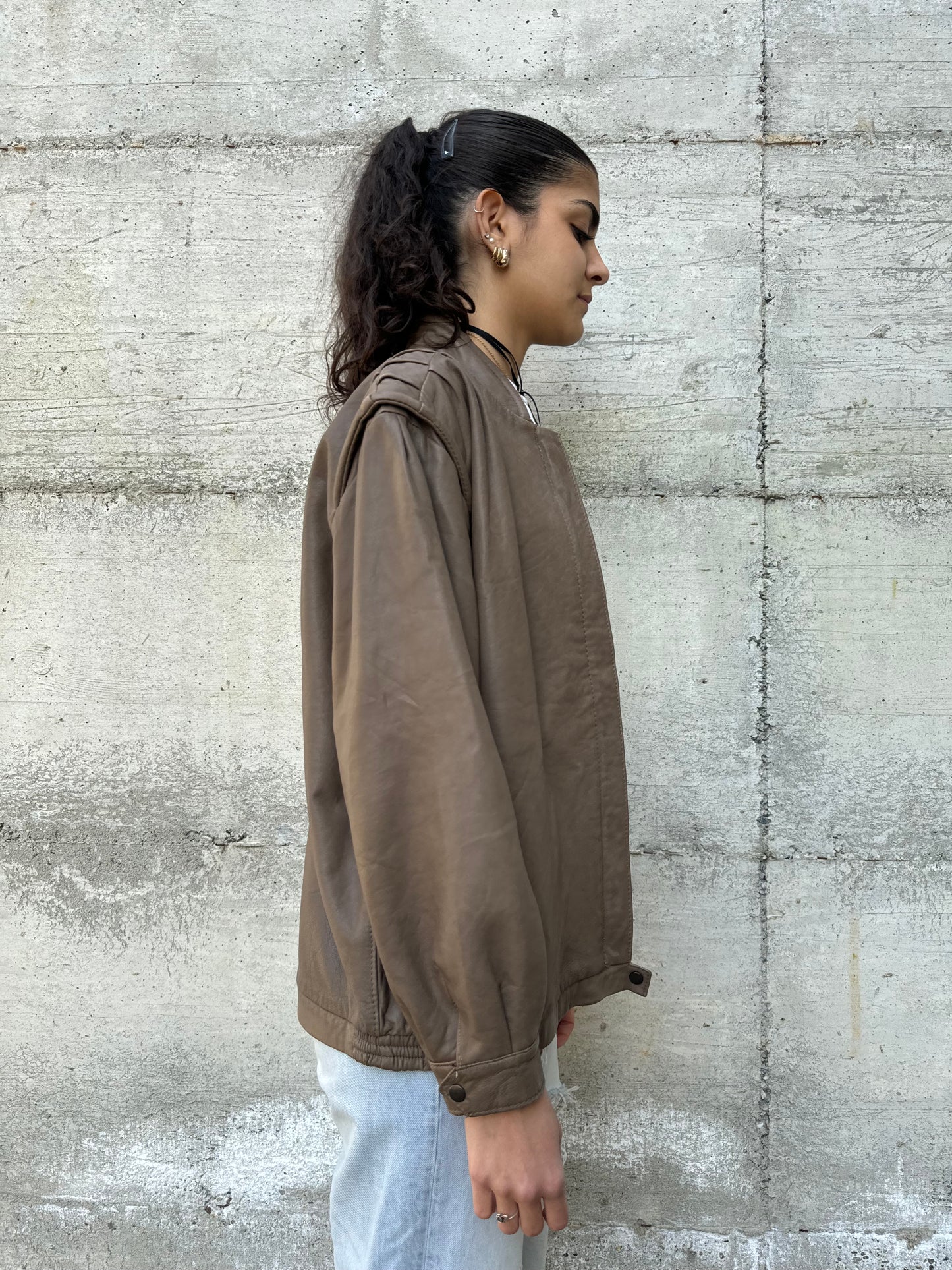 Bomberino donna liscio in vera pelle nappata