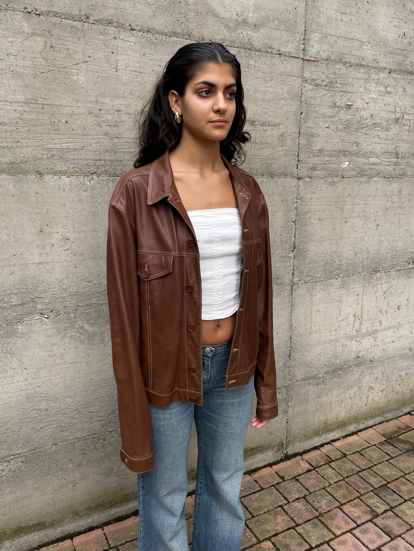 Giacca in nappa leggera marrone - taglia L uomo