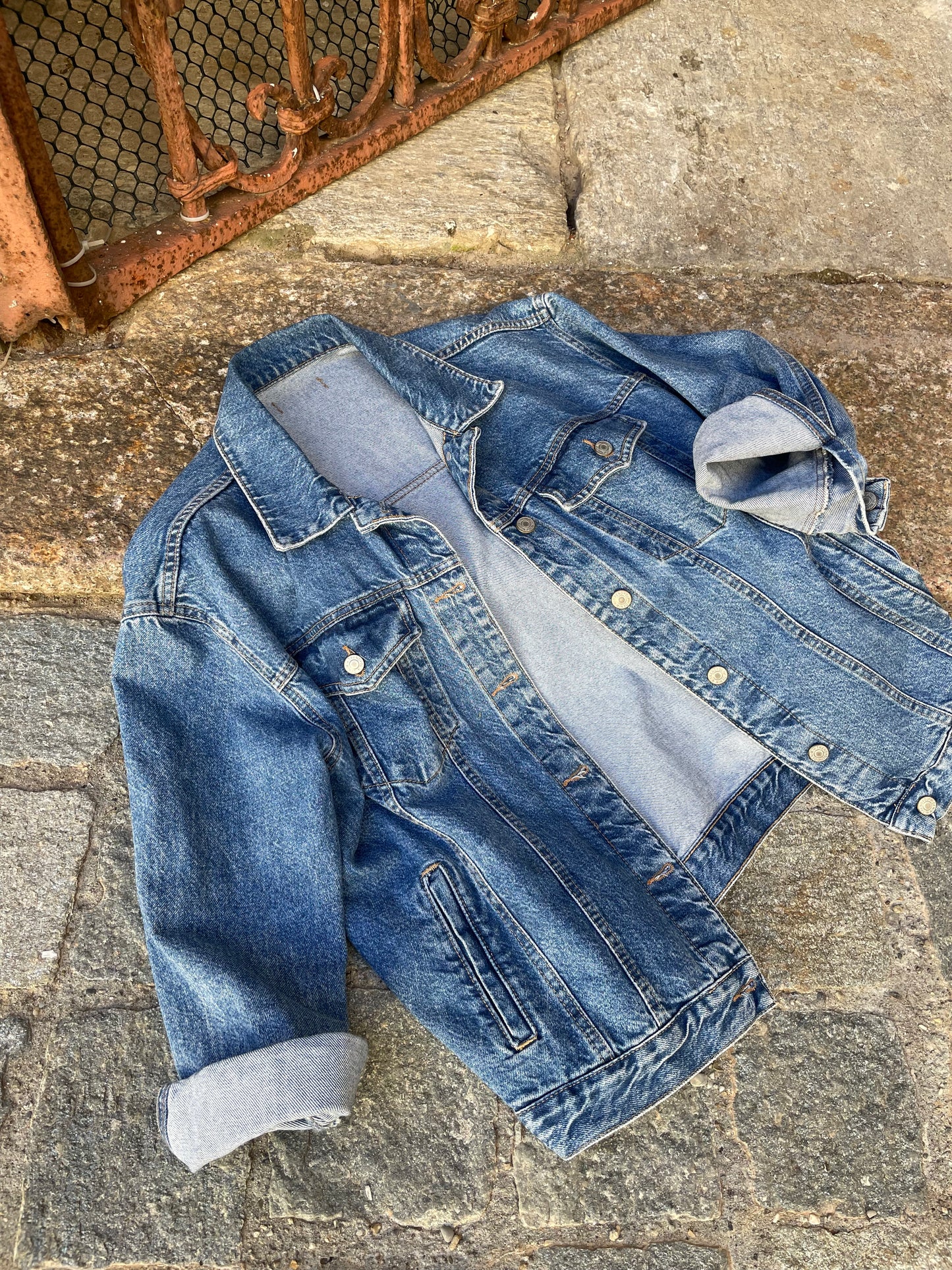 Giacca vintage denim lavaggio medio - taglia L donna