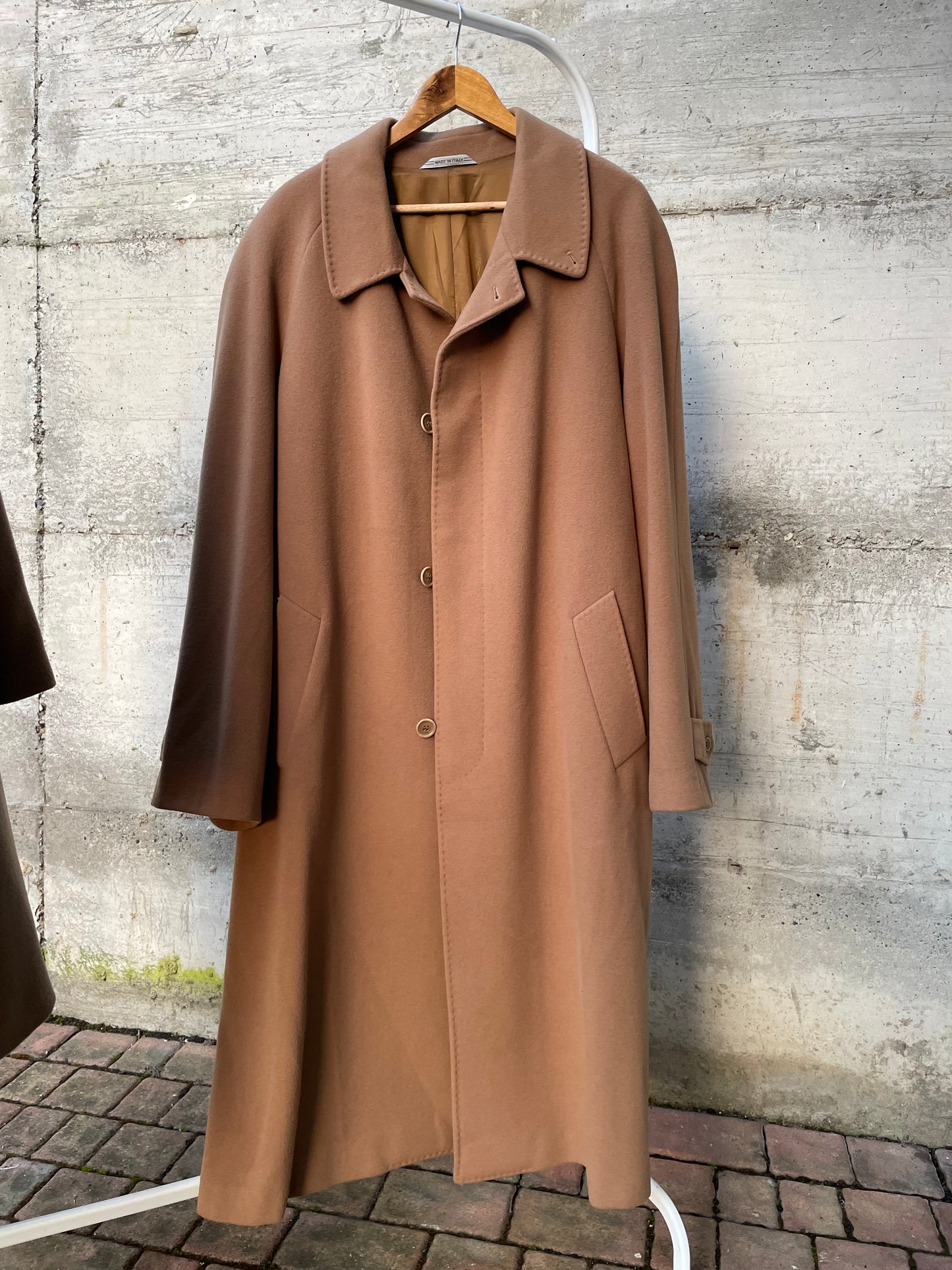 Cappotto lungo monopetto cammello, Del Mare 1911, 50% cashmere 50% lana - taglia L uomo