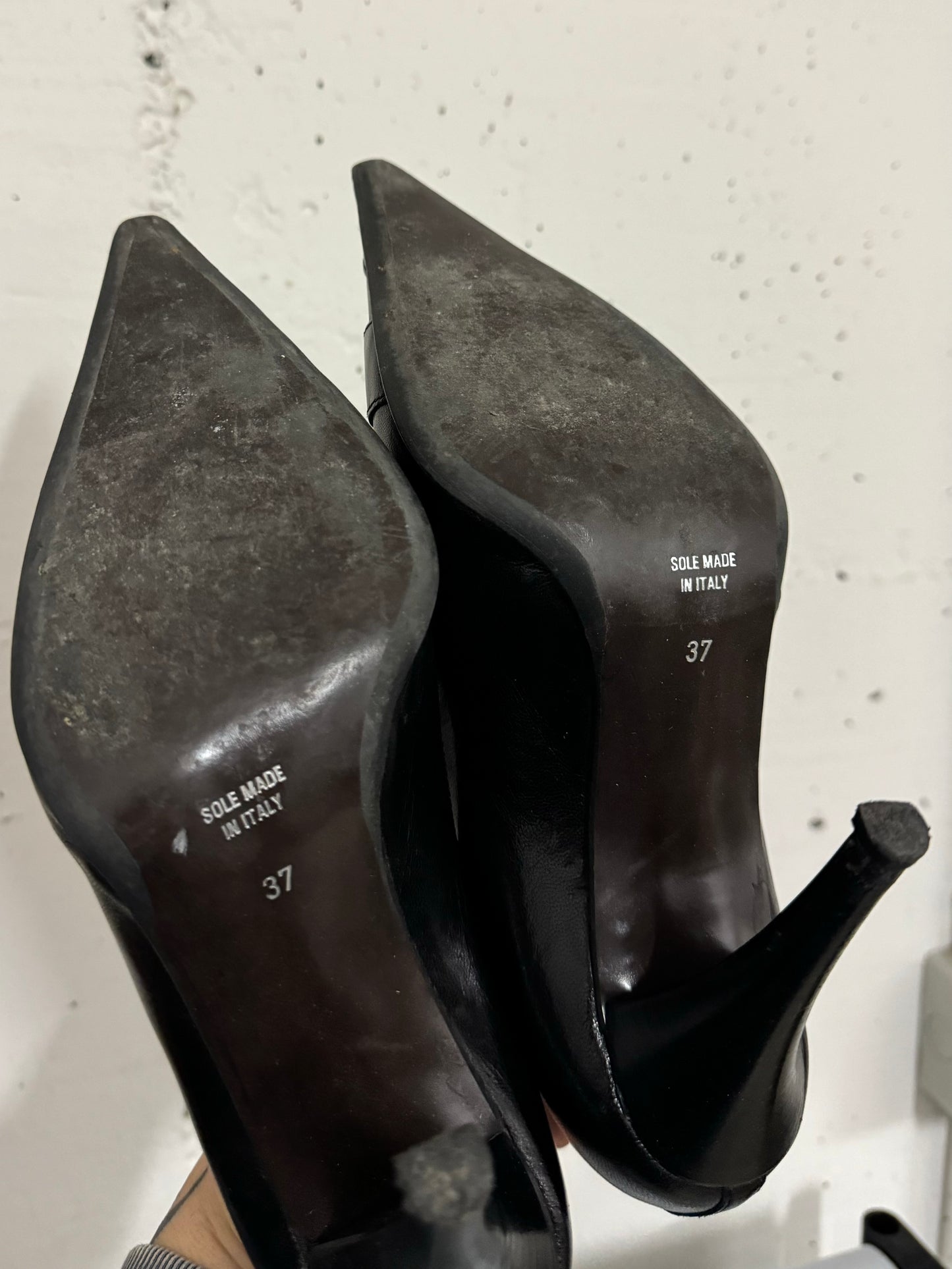 Decolletè vintage in vera pelle nere con fibbia, eu37