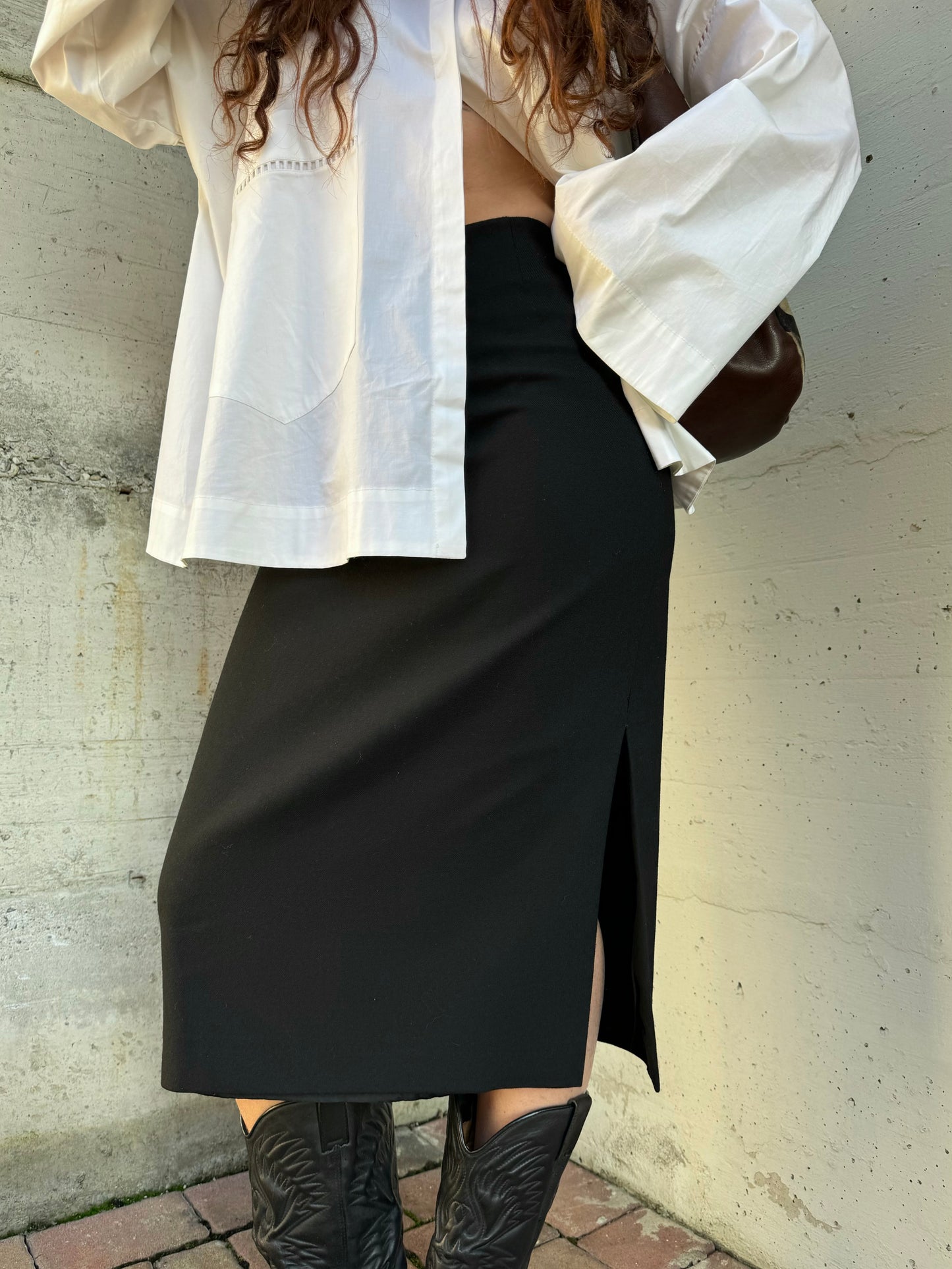 Gonna sartoriale midi a matita in misto lana e viscosa