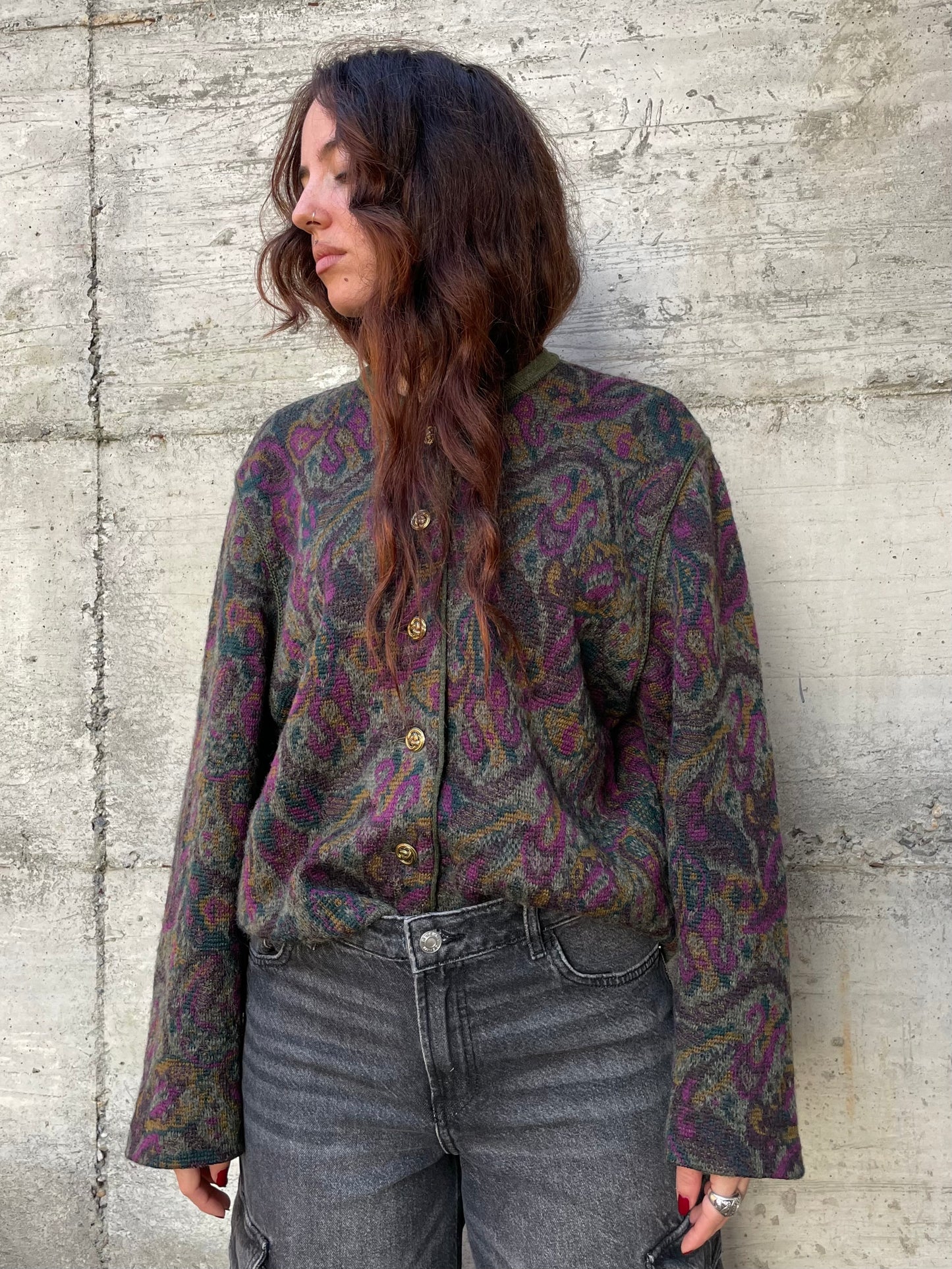 Cardigan Geiger in misto lana e mohair - taglia M/L