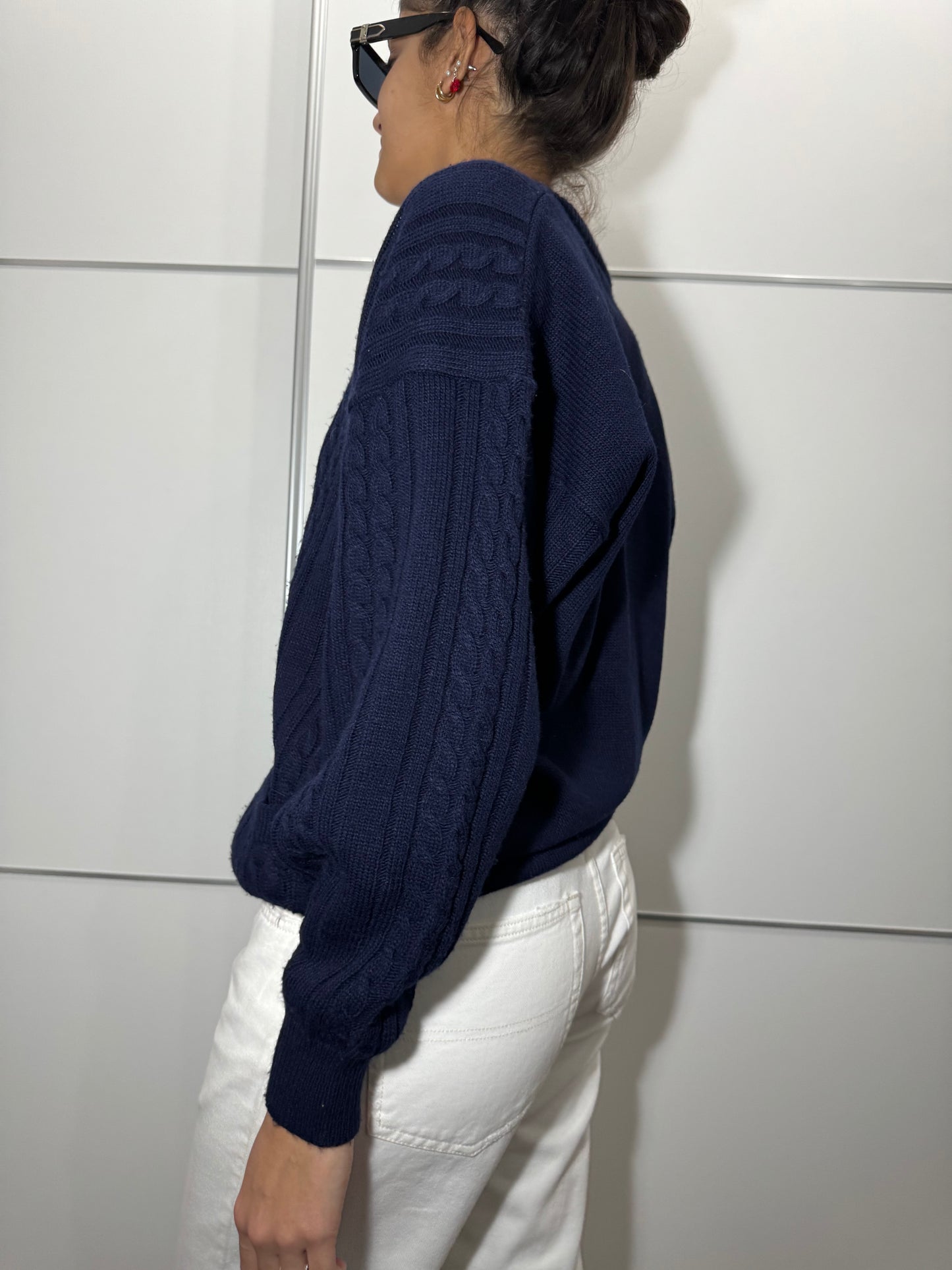 Cardigan trecce sartoriale blu notte