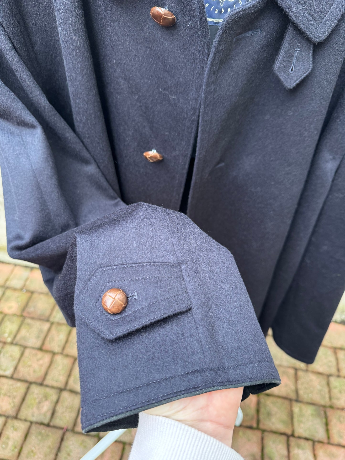 Classico cappotto Loden blu notte in misto lana vergine e alpaca