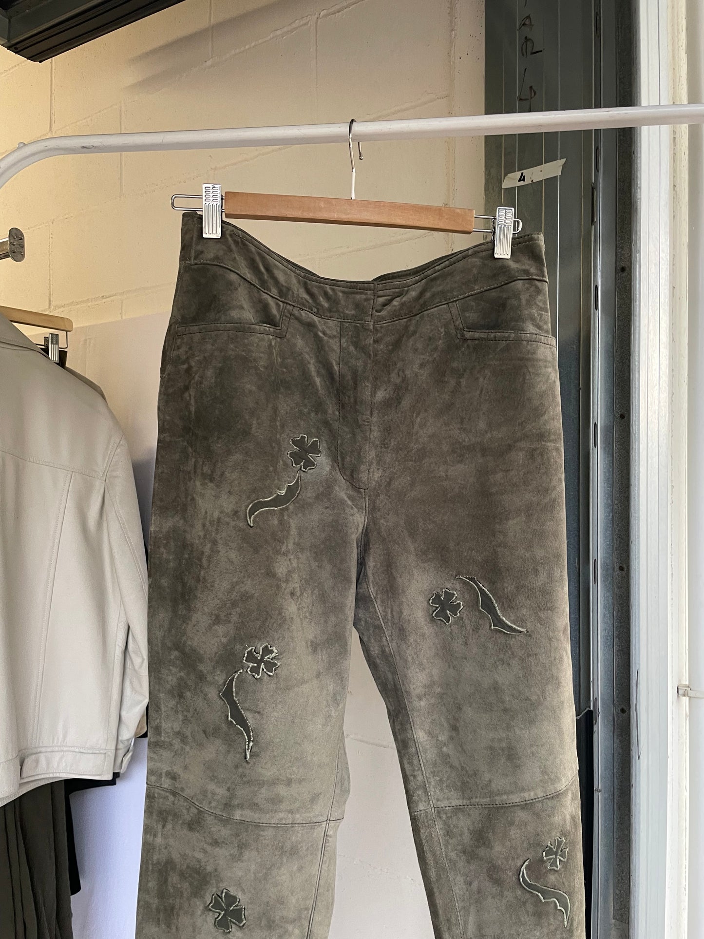 Pantalone skinny a vita alta suede, verde oliva - taglia XS/S