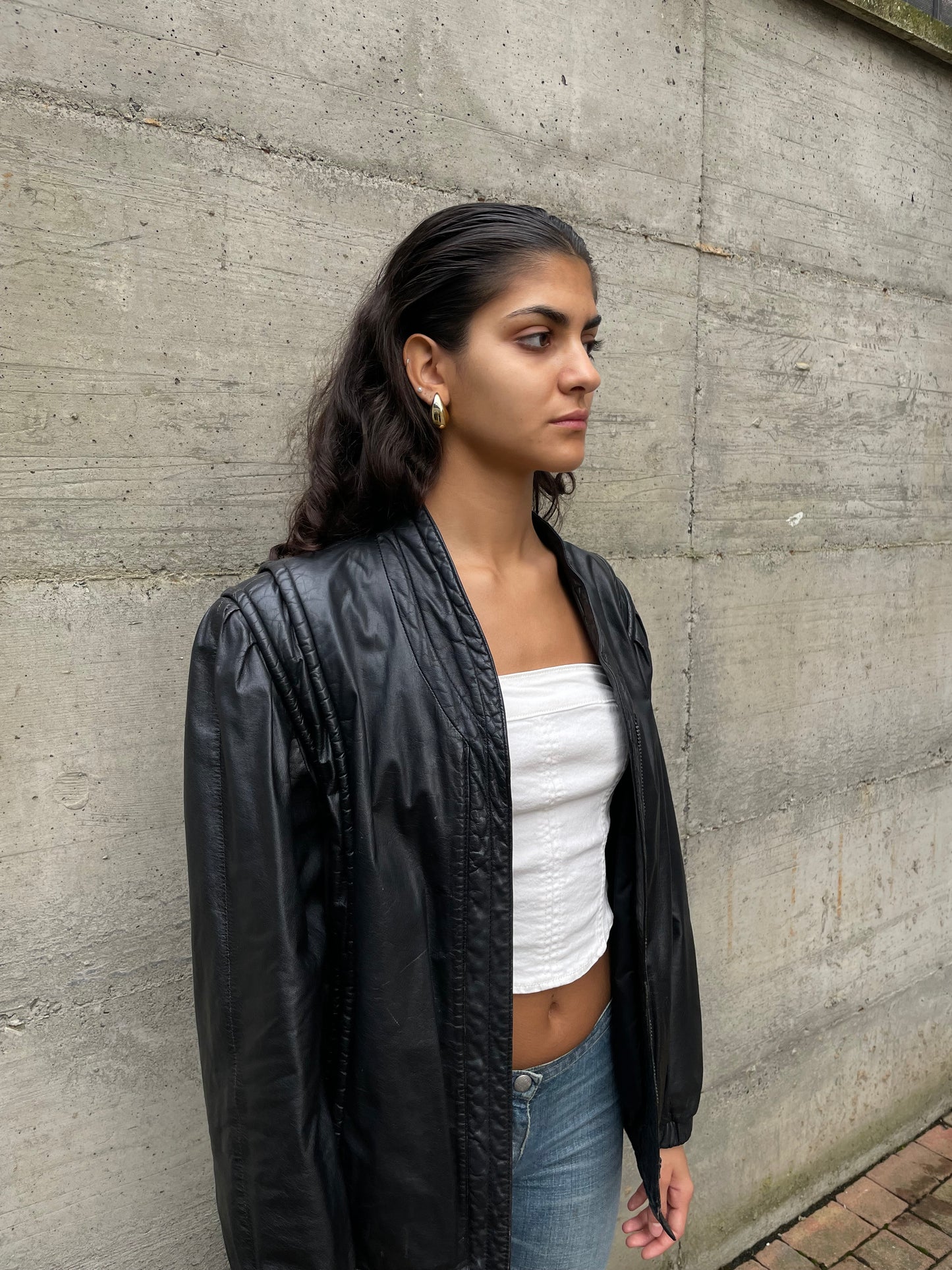 Bomber in vera pelle nero - taglia M