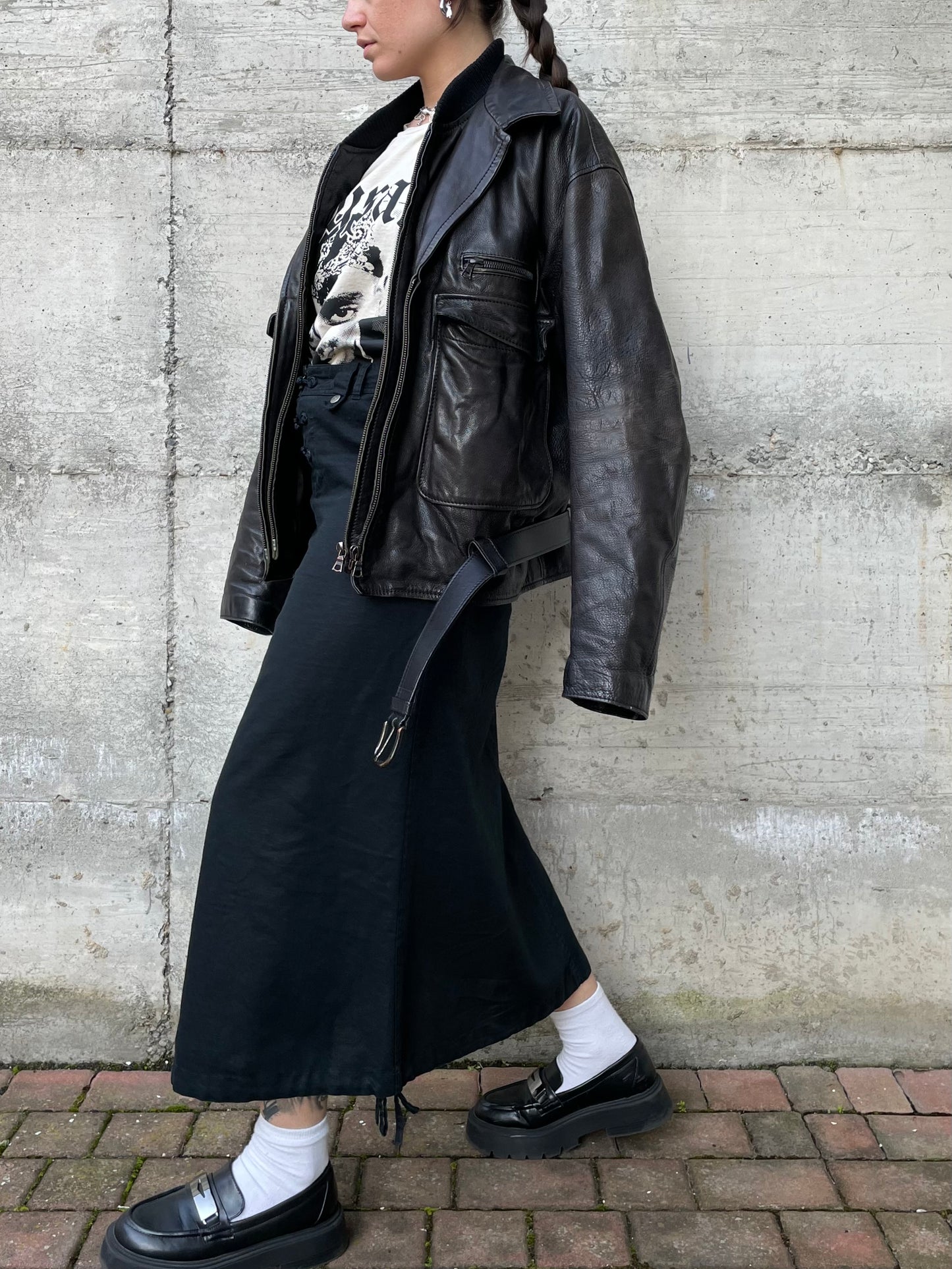 Chiodo vintage distressed in vera pelle - L uomo