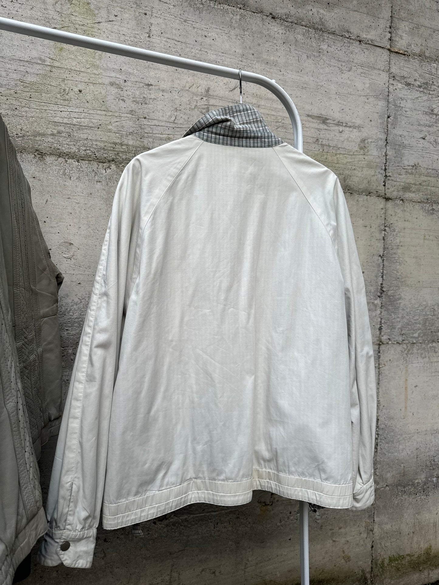 Bomber reversibile ghiaccio in 100% cotone, lato interno tartan sui toni del turchese