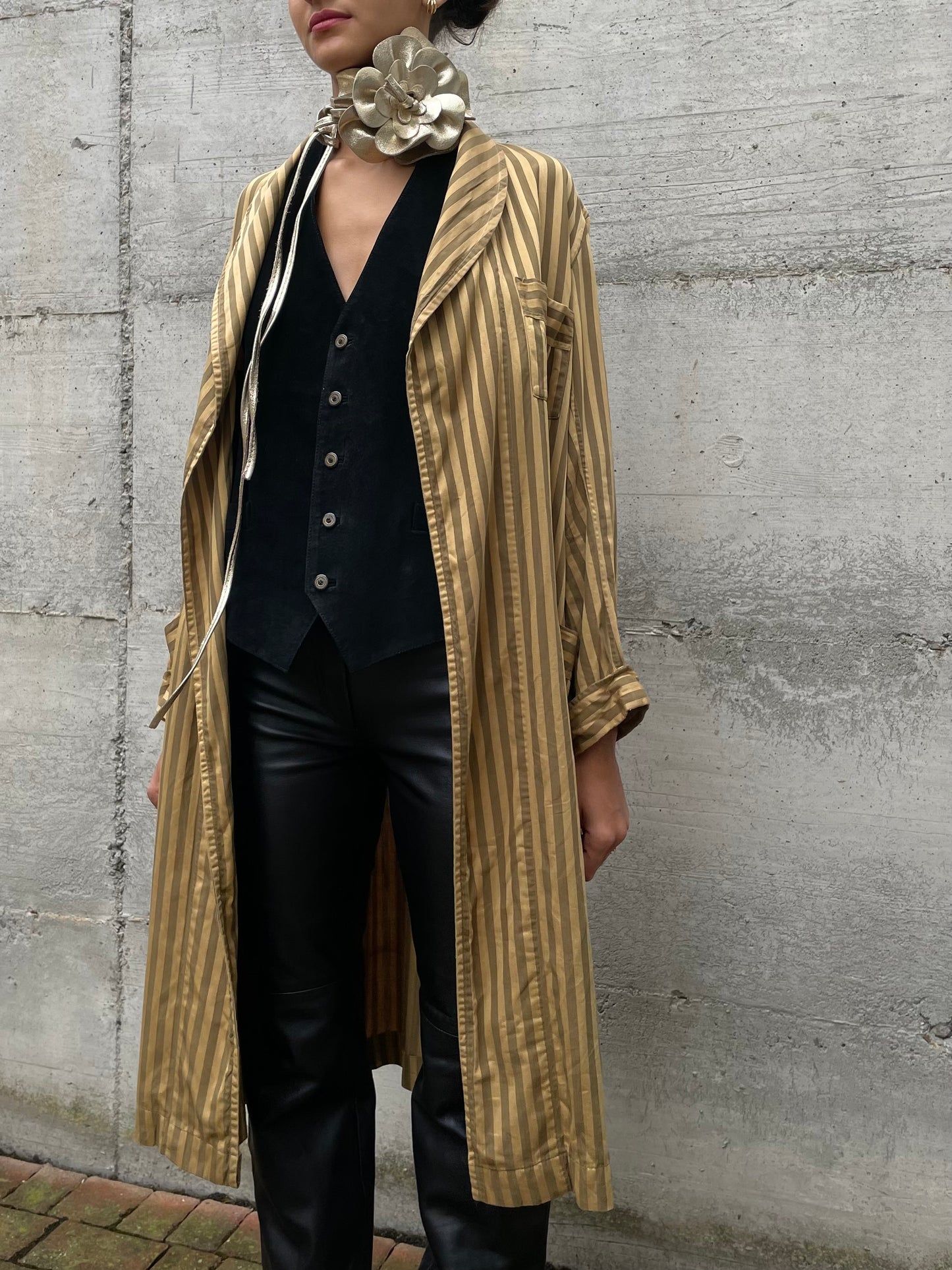 Vestaglia sartoriale in seta striped - taglia unica