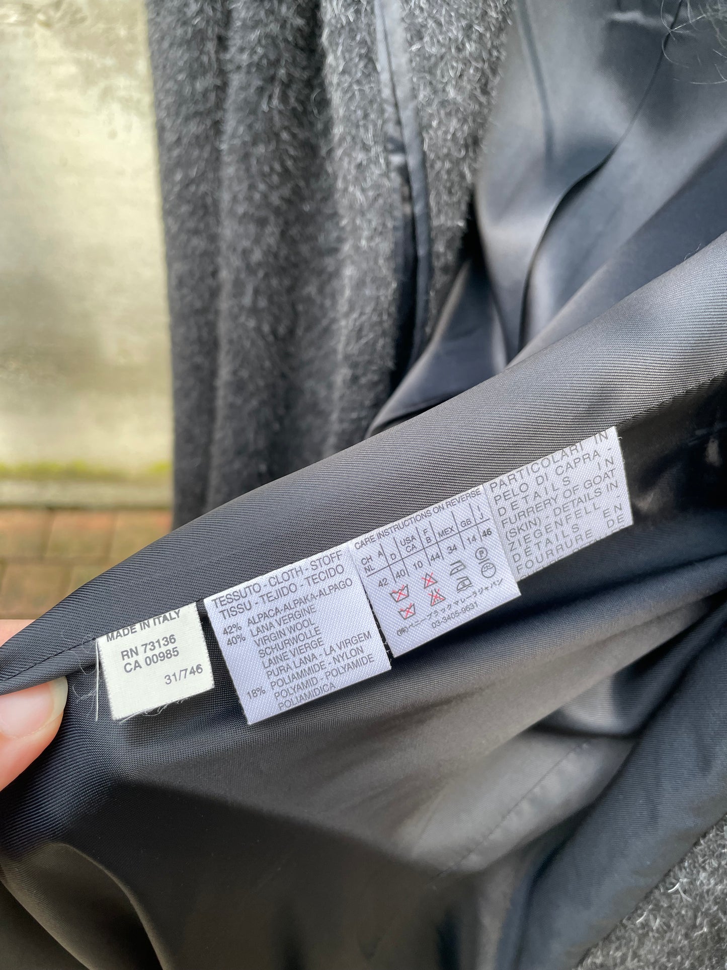 Cappotto Marella in misto alpaca e lana vergine, colletto e polsini in pelo di capra