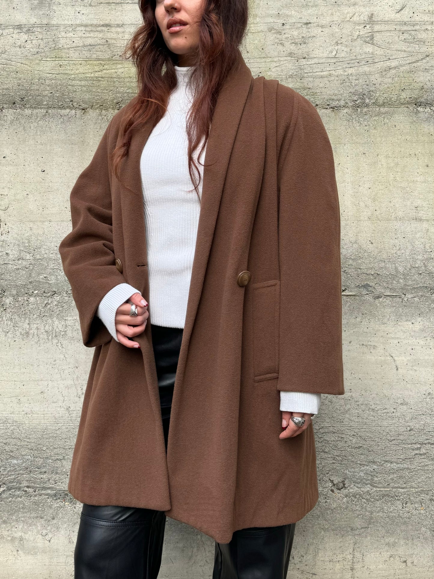 Cappottino doppiopetto cioccolato 80% lana