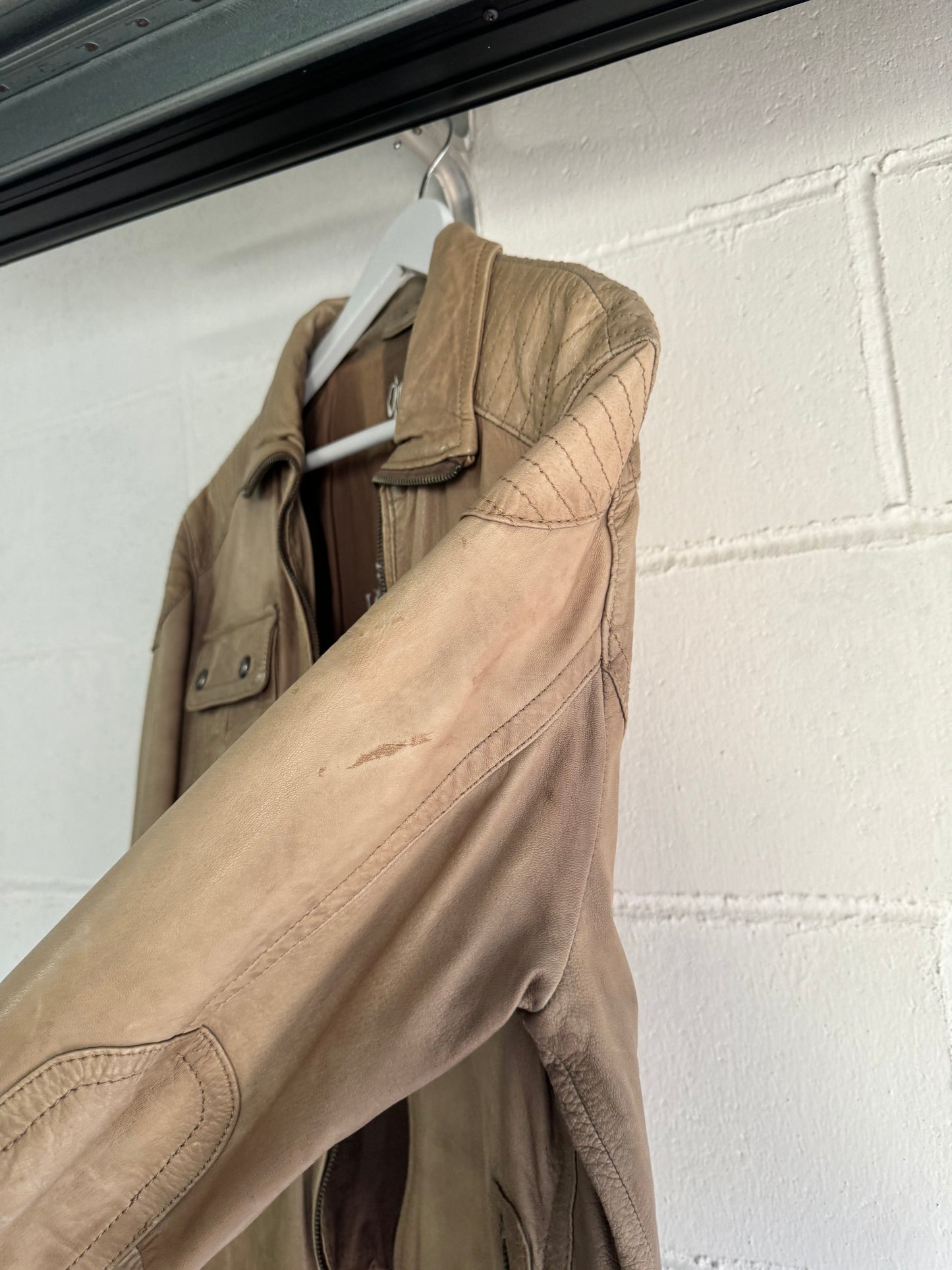 Biker Y2K beige in nappa, taglia M uomo