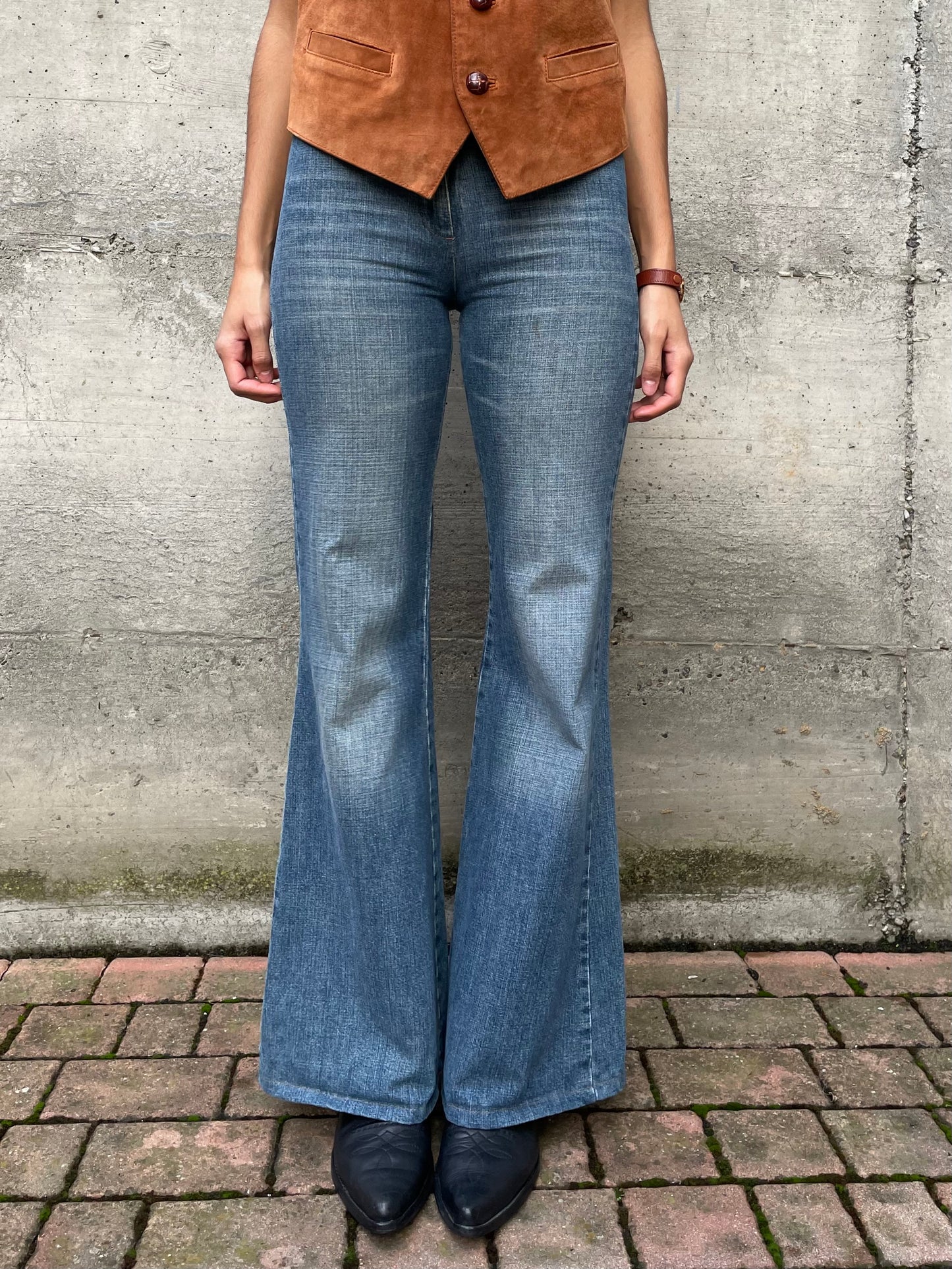 Jeans Y2K vita bassa flare, taglia XS/S
