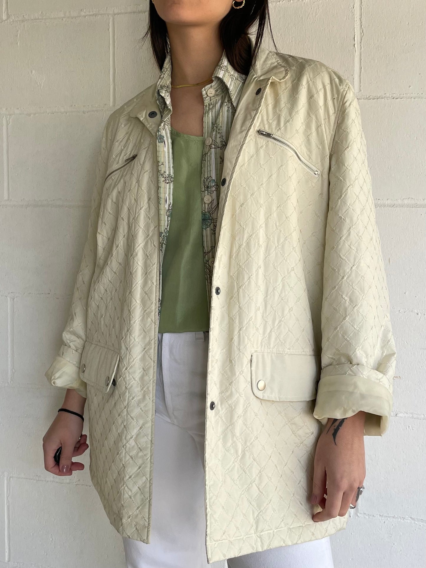 Giacca leggera trapuntata misto cotone avorio - Andrea Marè