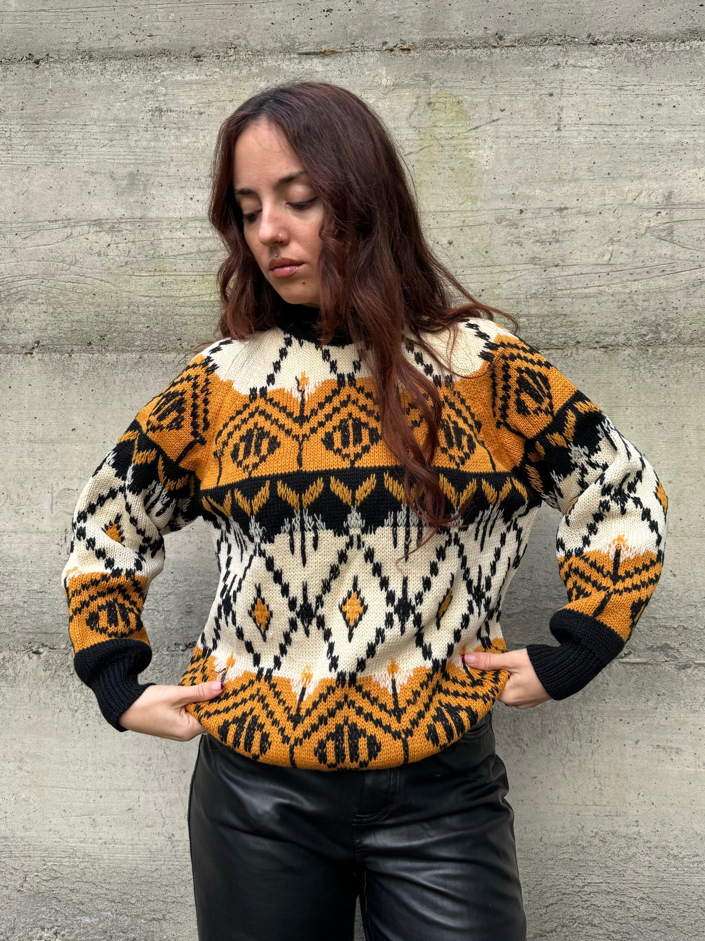 Maglione unisex girocollo 80s in 100% lana