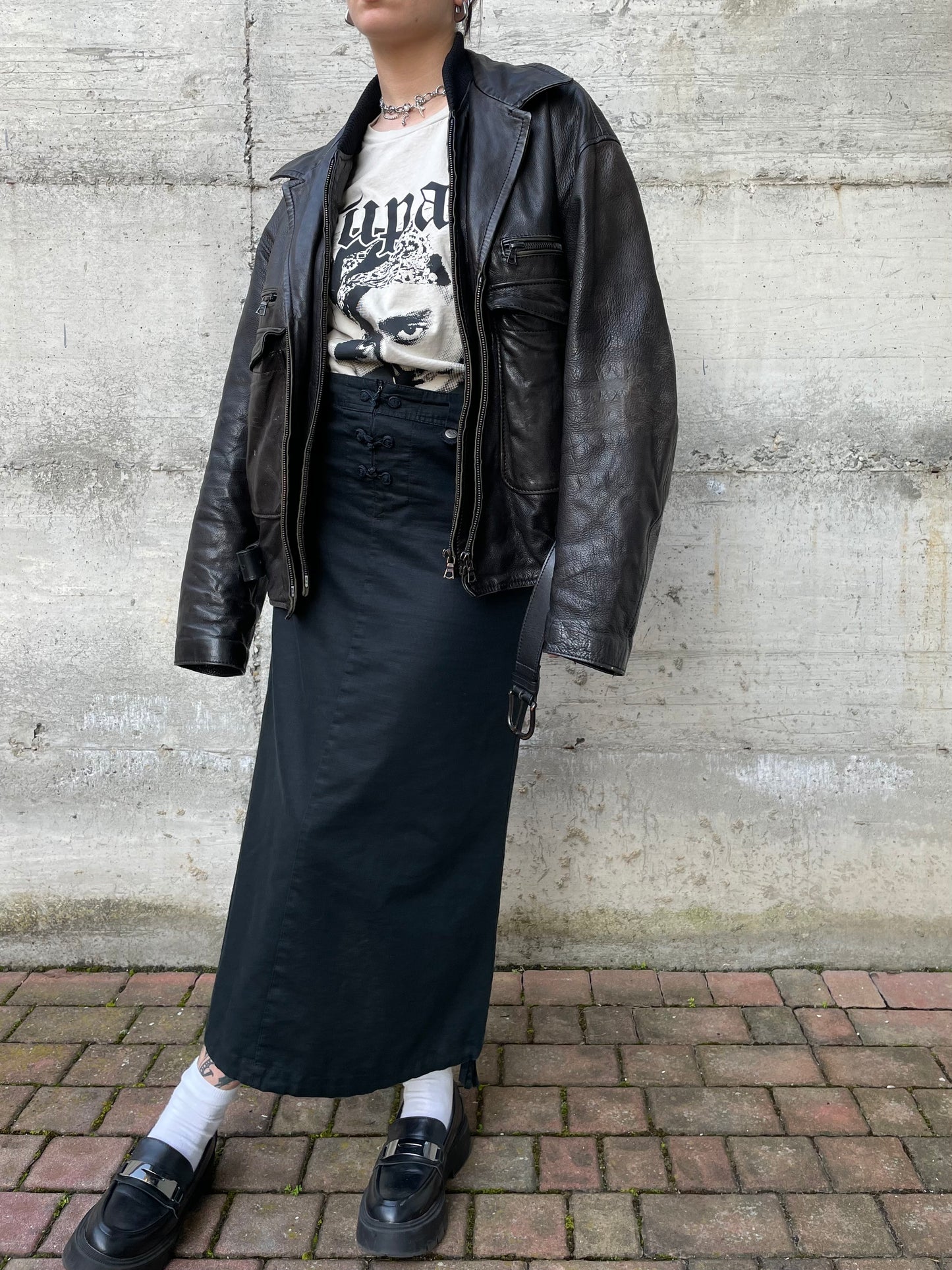 Chiodo vintage distressed in vera pelle - L uomo