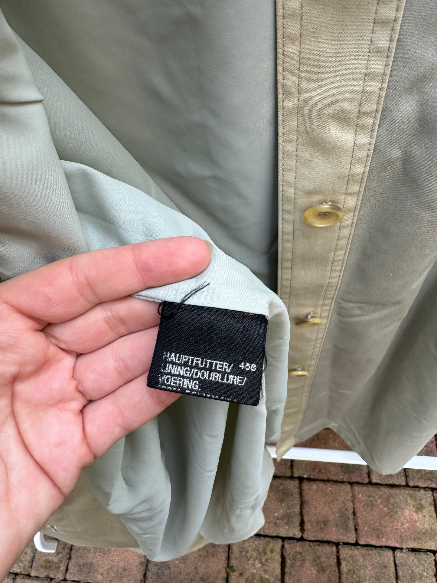 Trenchcoat monopetto sartoriale ghiaccio con collo alla coreana, in misto cotone, tessuti NINO