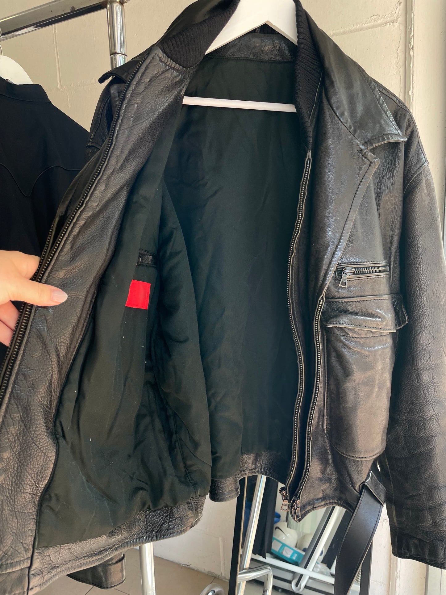 Chiodo vintage distressed in vera pelle - L uomo