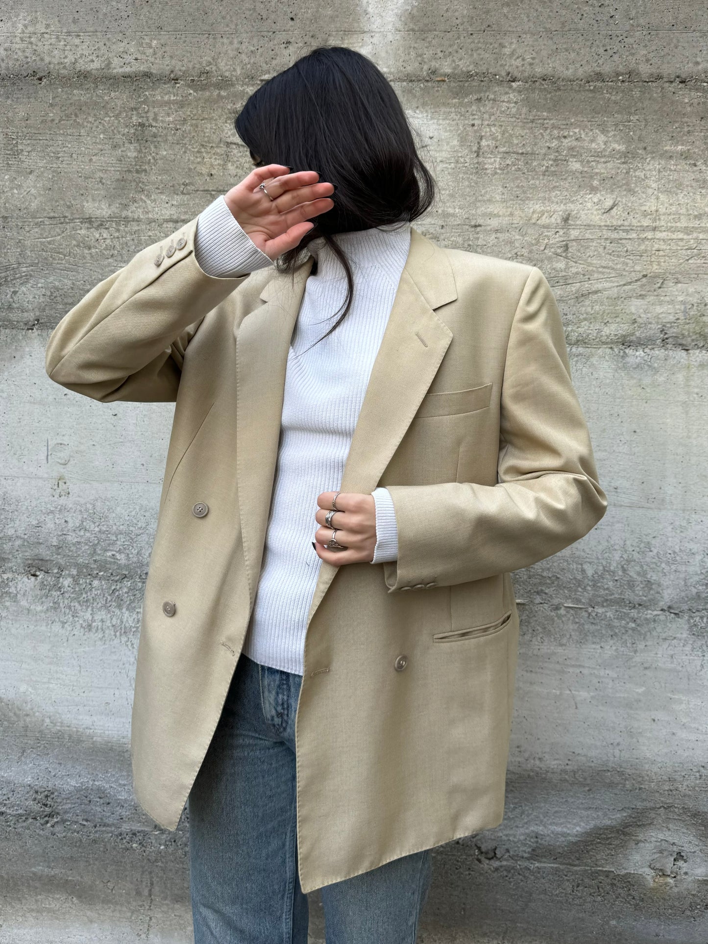 Blazer sartoriale doppiopetto crema