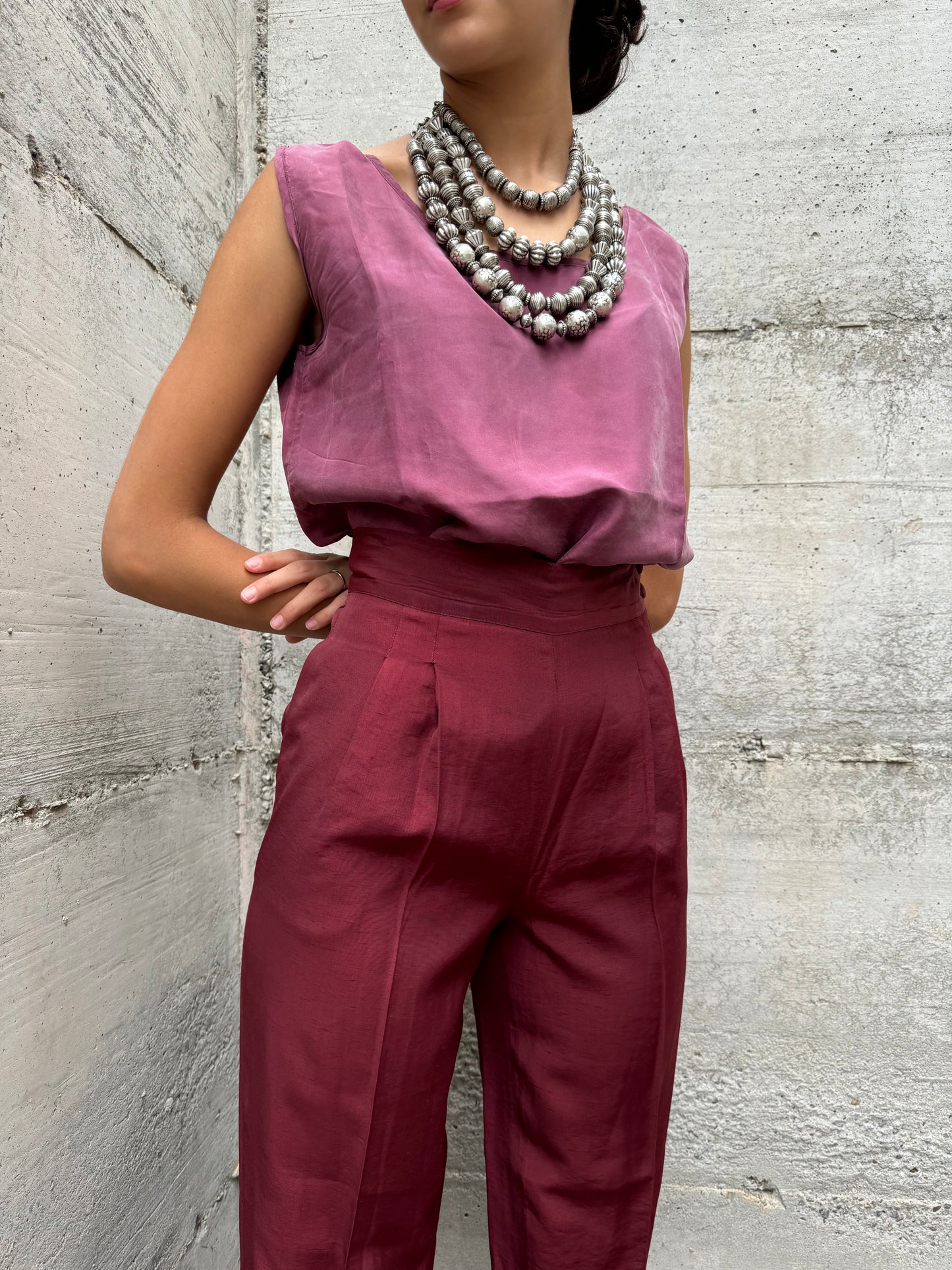 Pantalone sartoriale vinaccia, taglia S