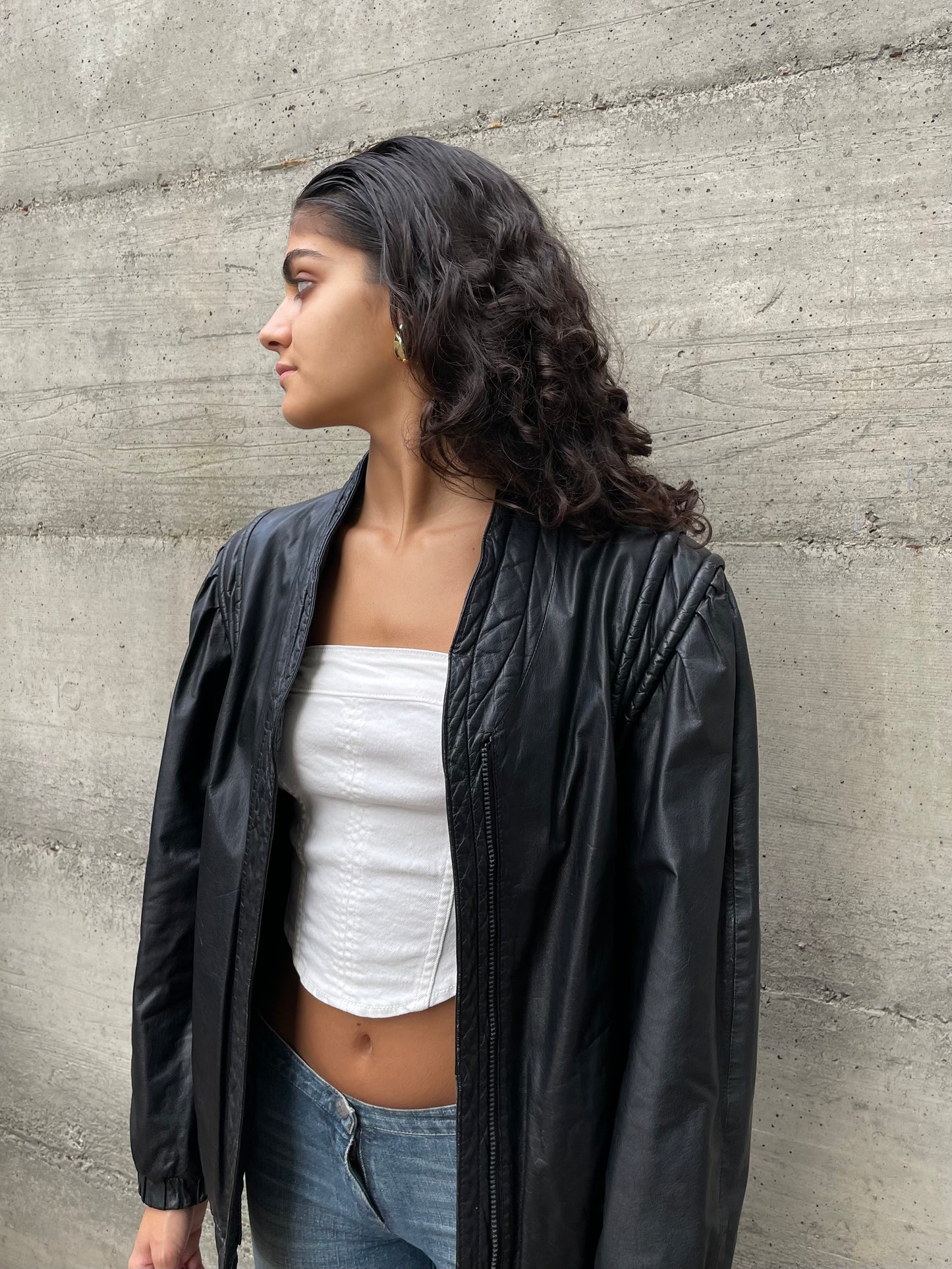 Bomber in vera pelle nero - taglia M