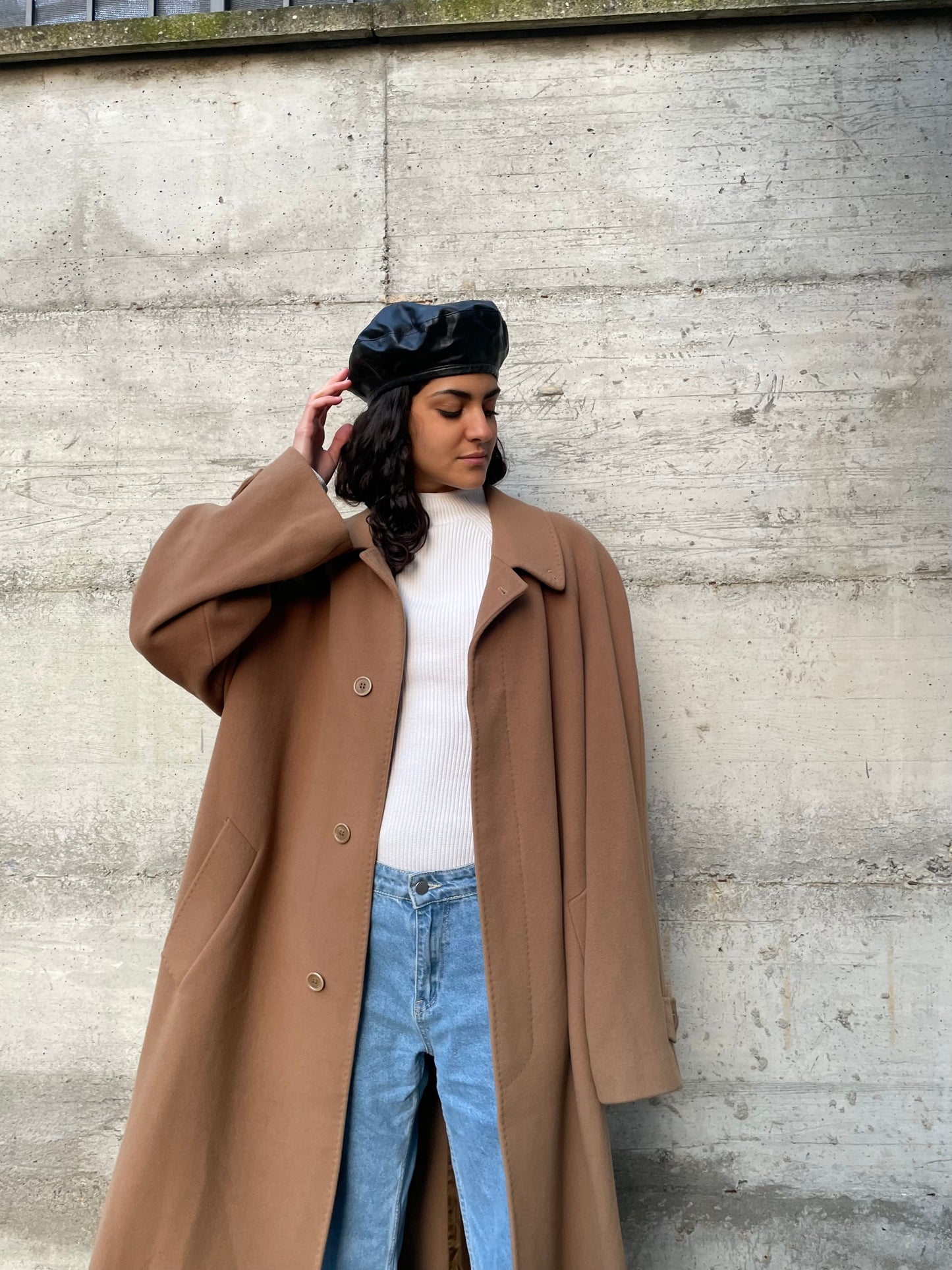 Cappotto lungo monopetto cammello, Del Mare 1911, 50% cashmere 50% lana - taglia L uomo