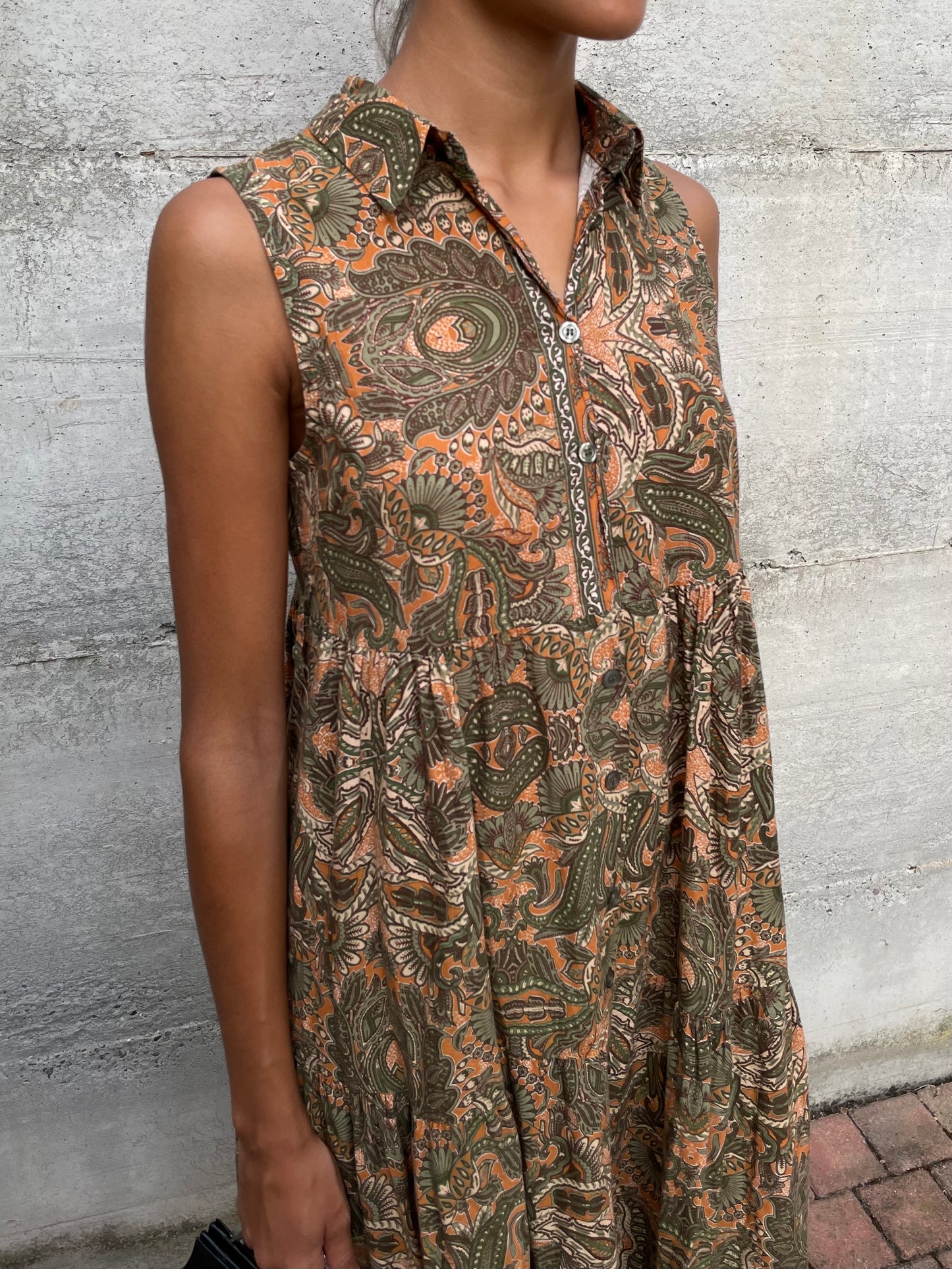 Abito chemisier lungo smanicato 100% cotone - taglia unica