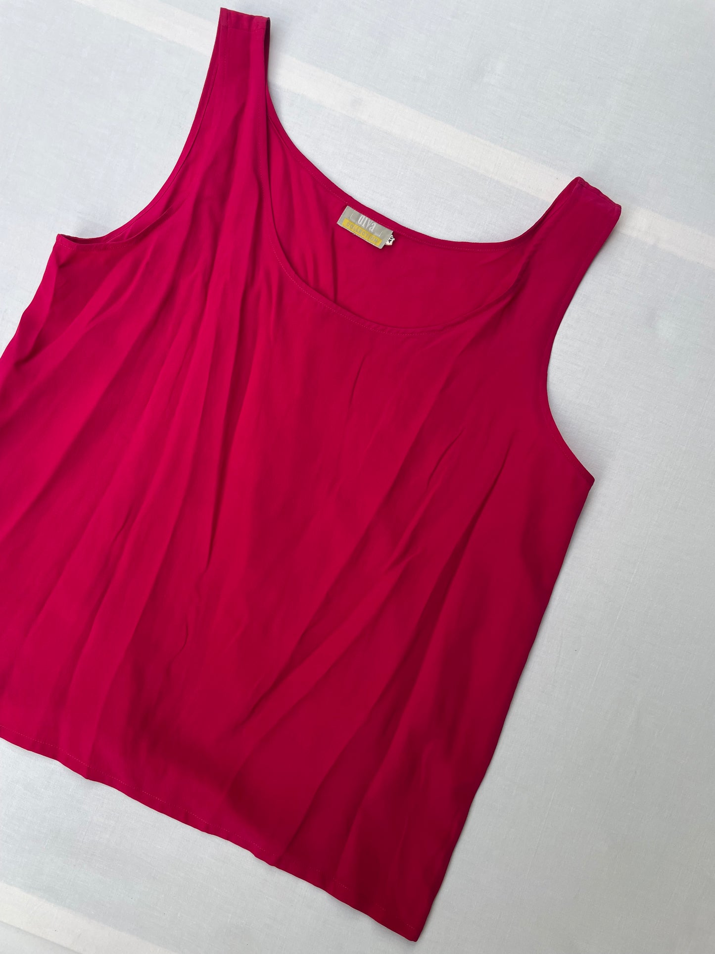 Top sartoriale in pura seta fucsia - taglia M
