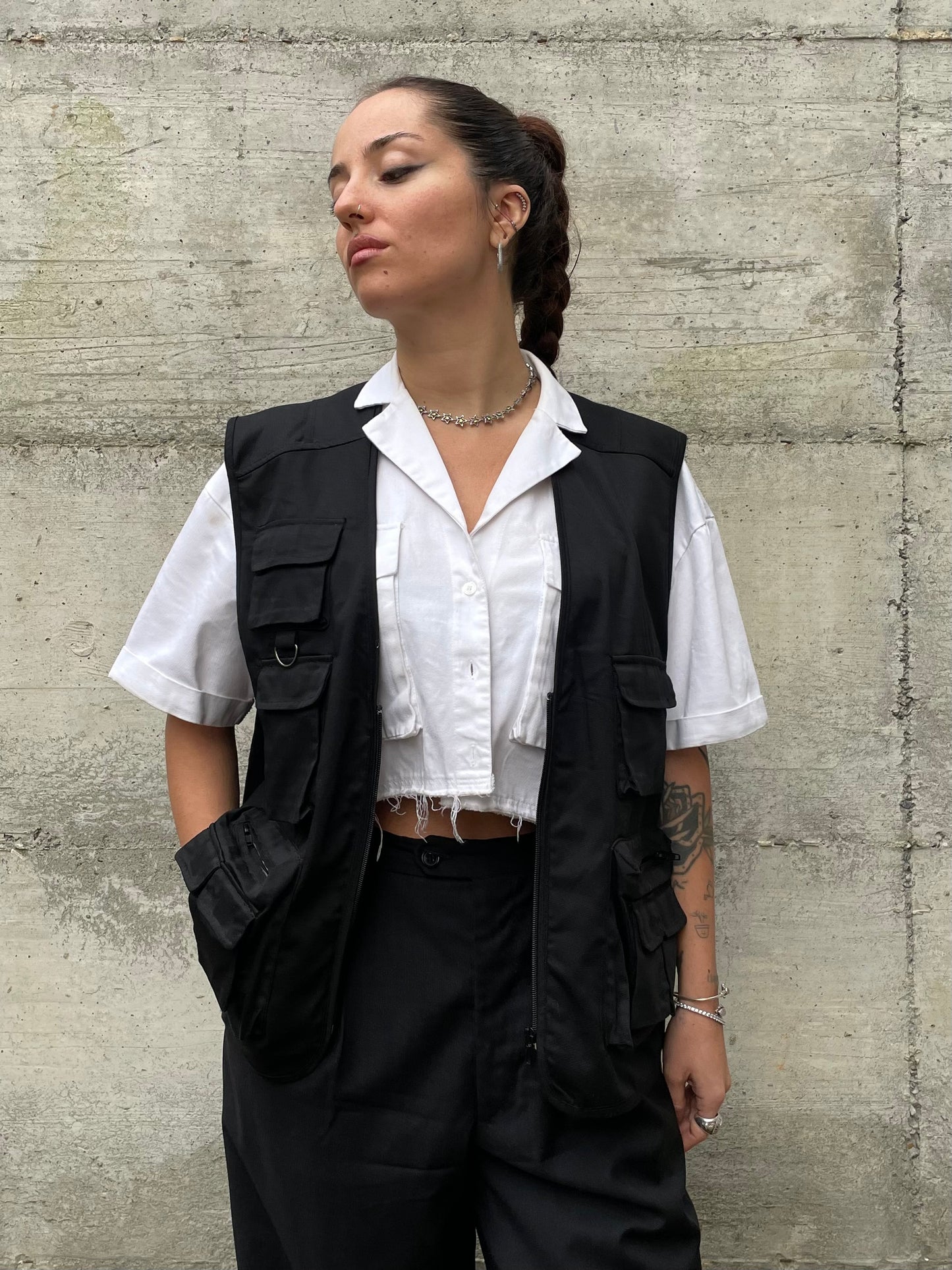 Gilet cargo multipocket nero