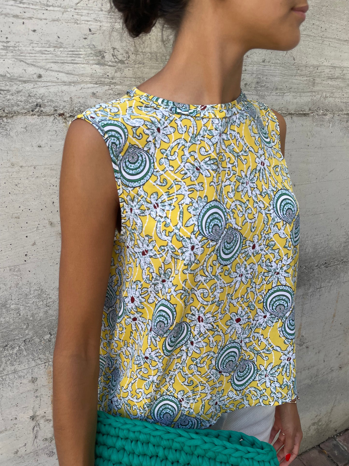 Top fantasia Benetton anni 90 in viscosa - taglia S/M