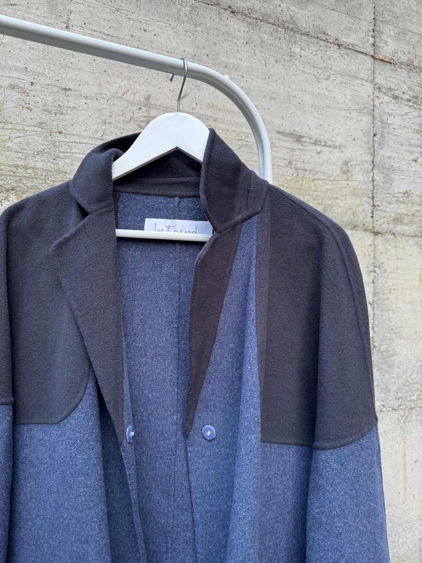 Cappottino Intrend blu mezza stagione, 85% lana 15% lyocell