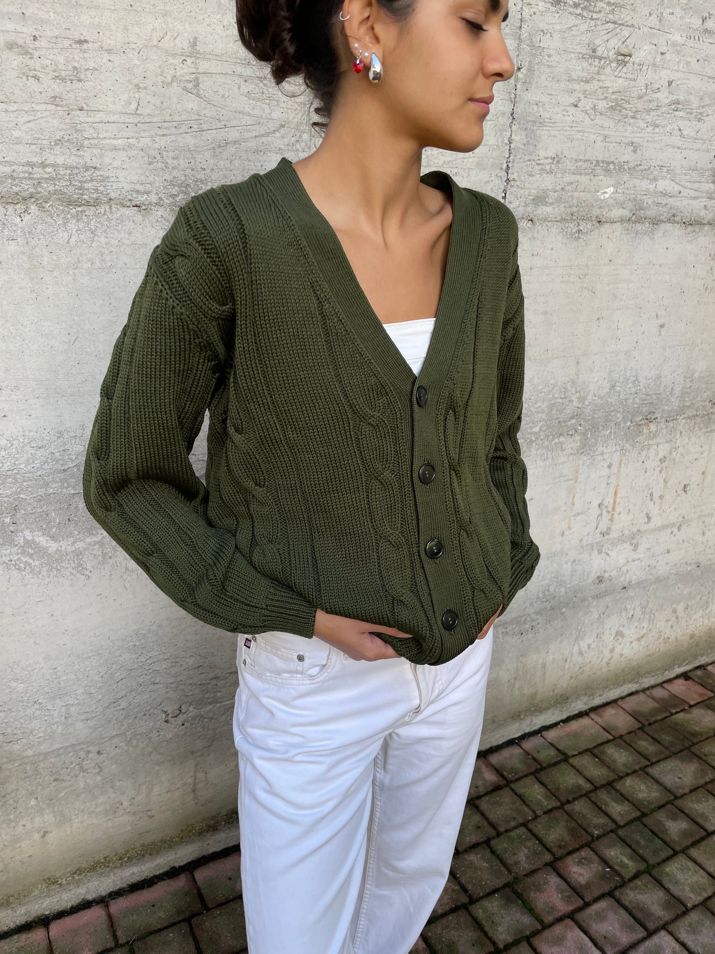 Cardigan sartoriale in misto lana e cotone - taglia M/L