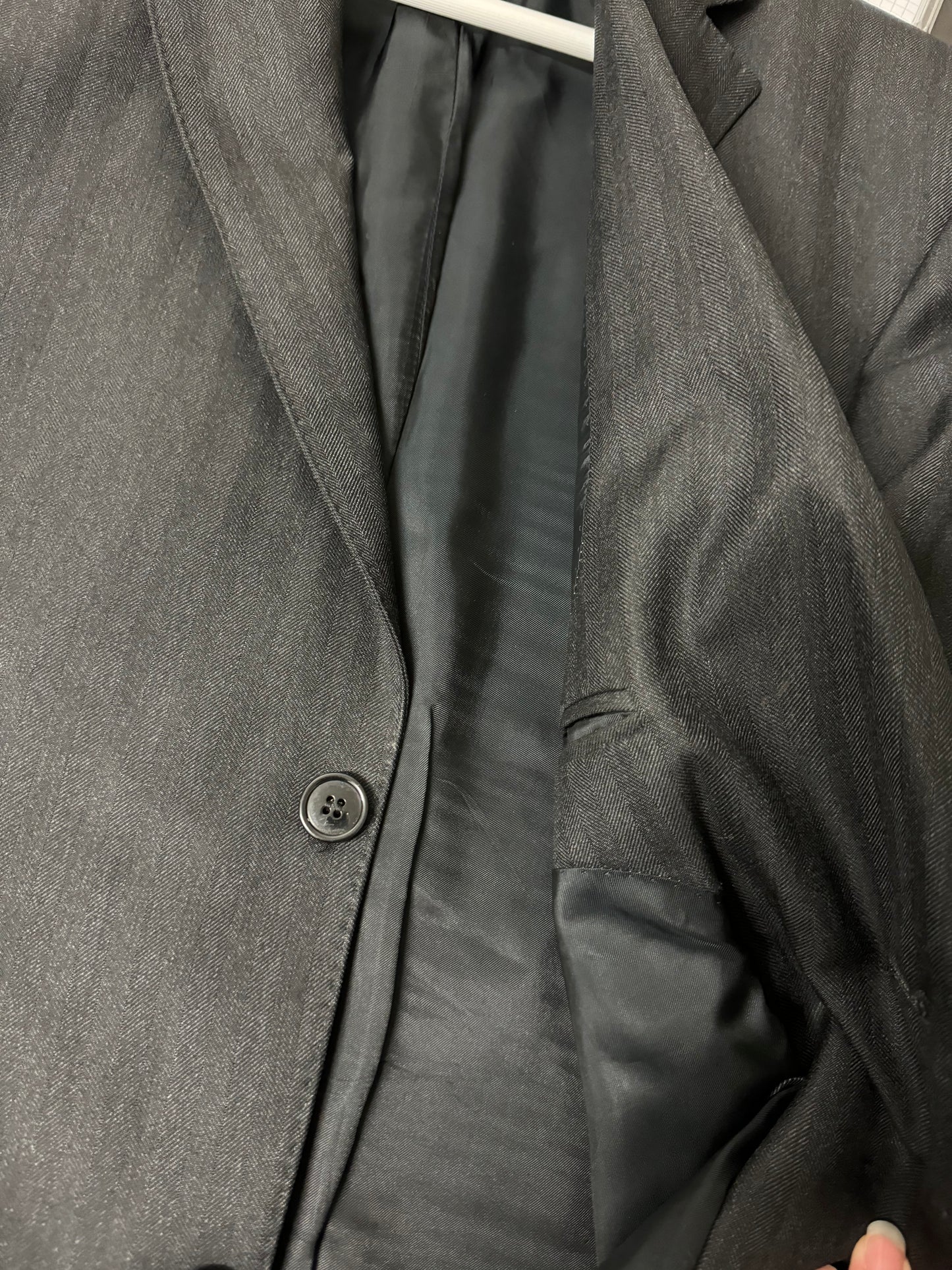 Blazer sartoriale oversize nero gessato, 100% lana