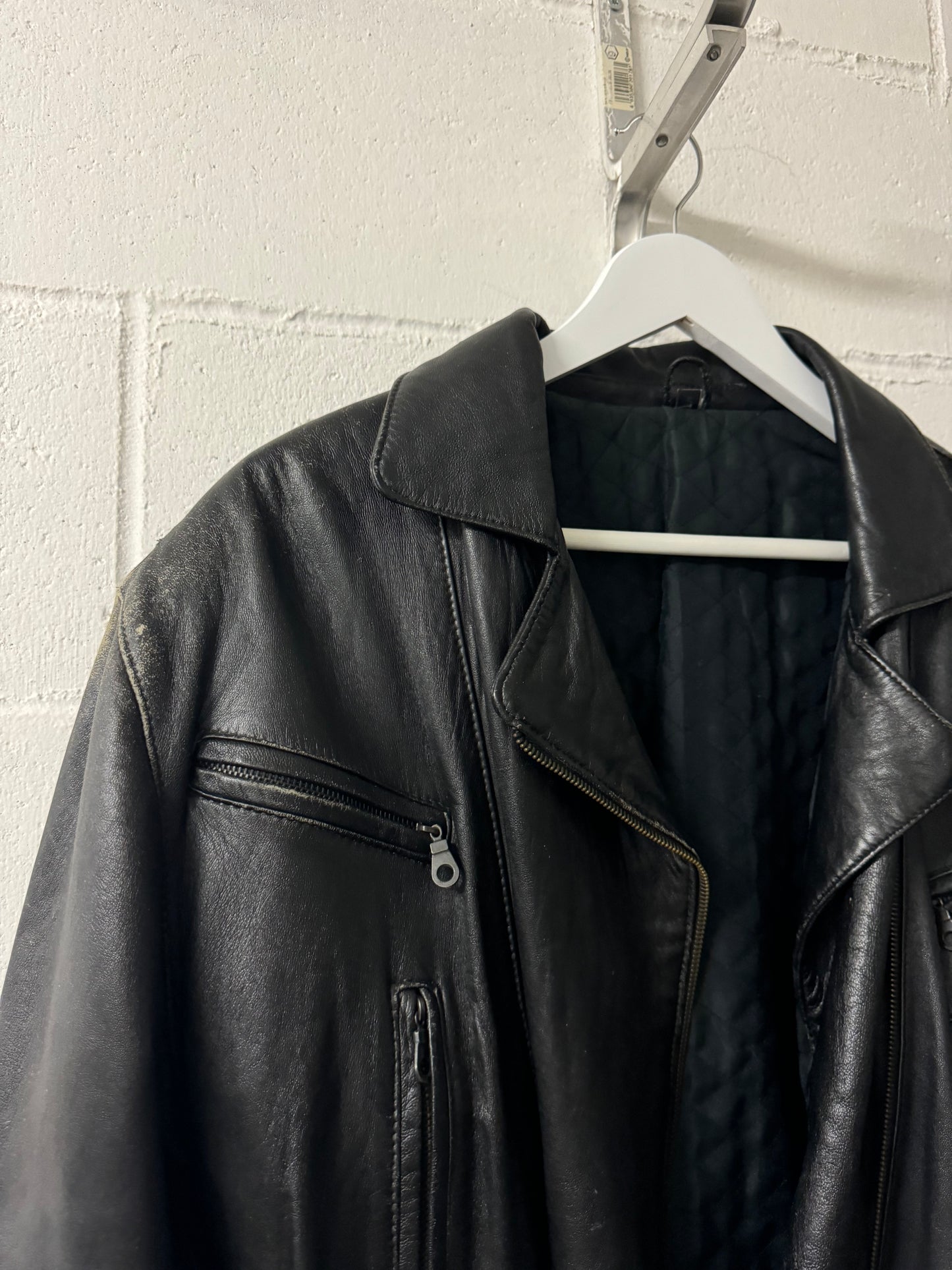 Bomber crop 80s in vera pelle nappata effetto used