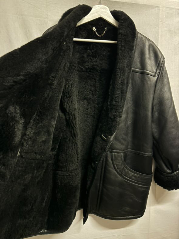 Montone Shearling nero in nappa, taglia 50it uomo (M)